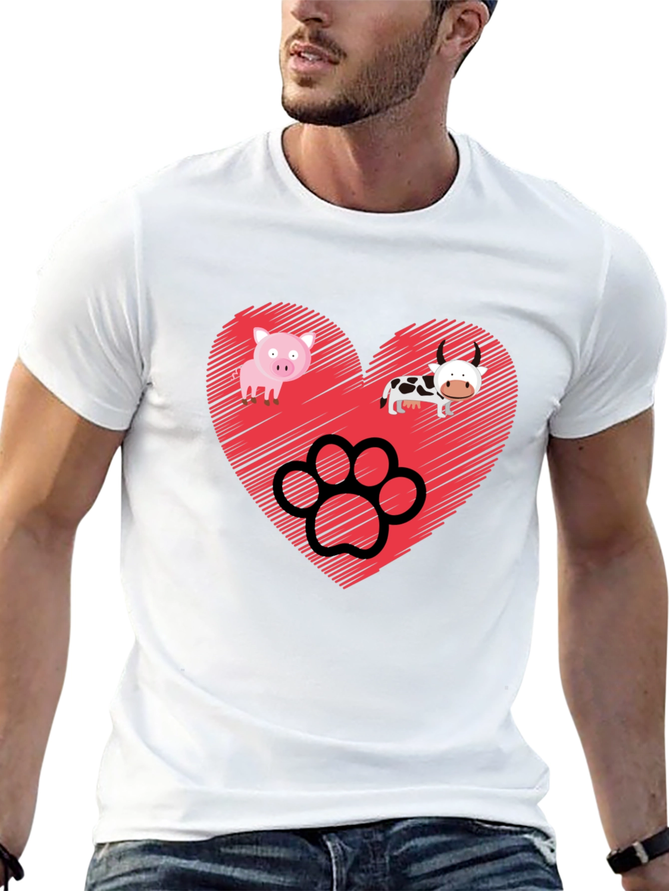 Heart Animal Paw Print Graphic Tee