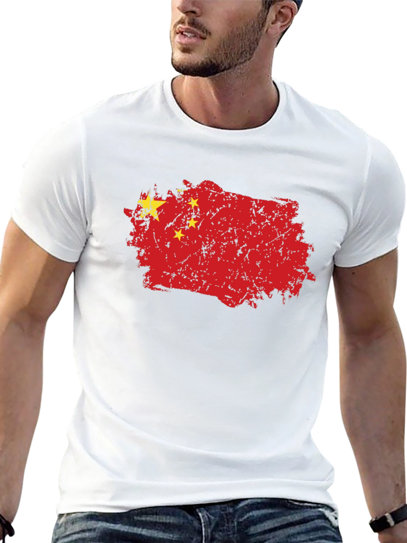 China Flag Graphic T-Shirt - Grunge Style