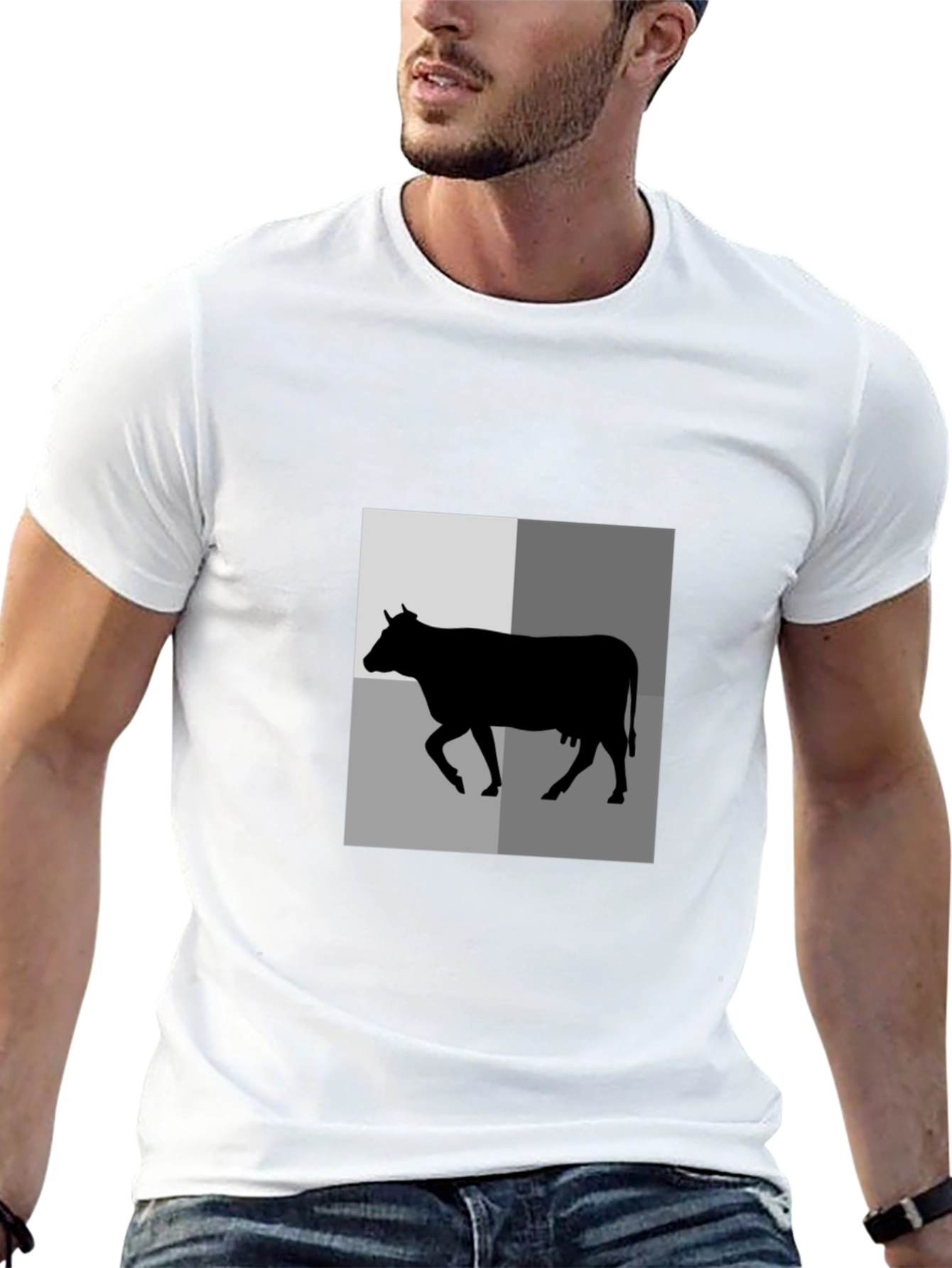 Cow Silhouette Graphic Tee - Black Unisex Shirt
