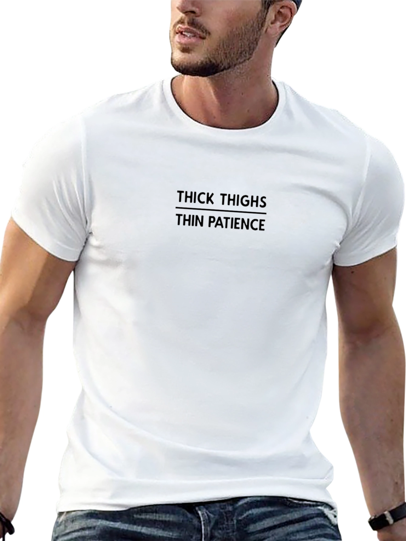Humorous Black T-Shirt - Thick Thighs Thin Patience