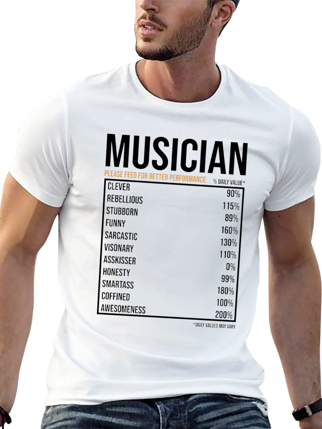 Musician Nutrition Facts T-Shirt - Clever Funny Awesome!