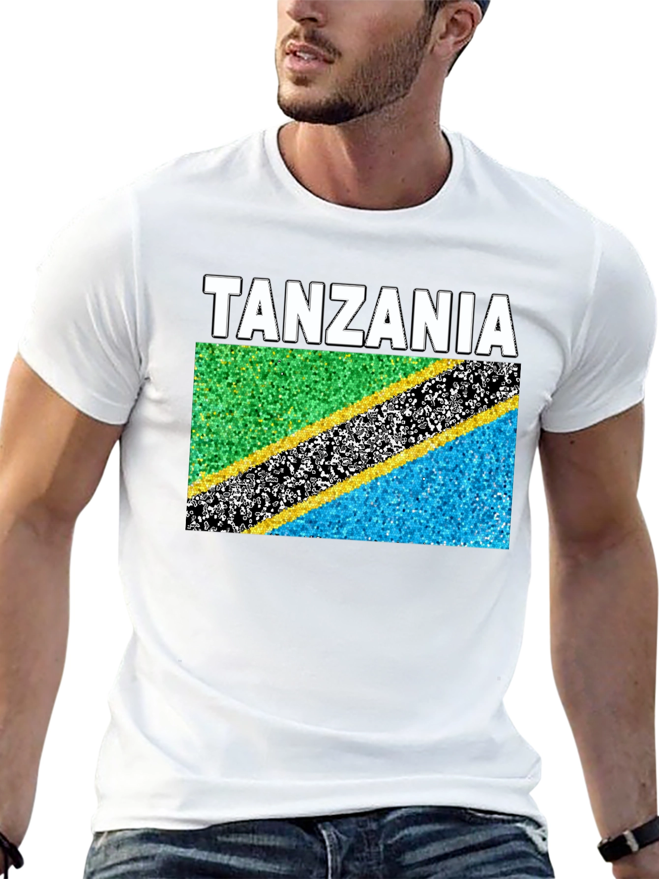 Tanzania Flag Graphic T-Shirt - Black Cotton Tee