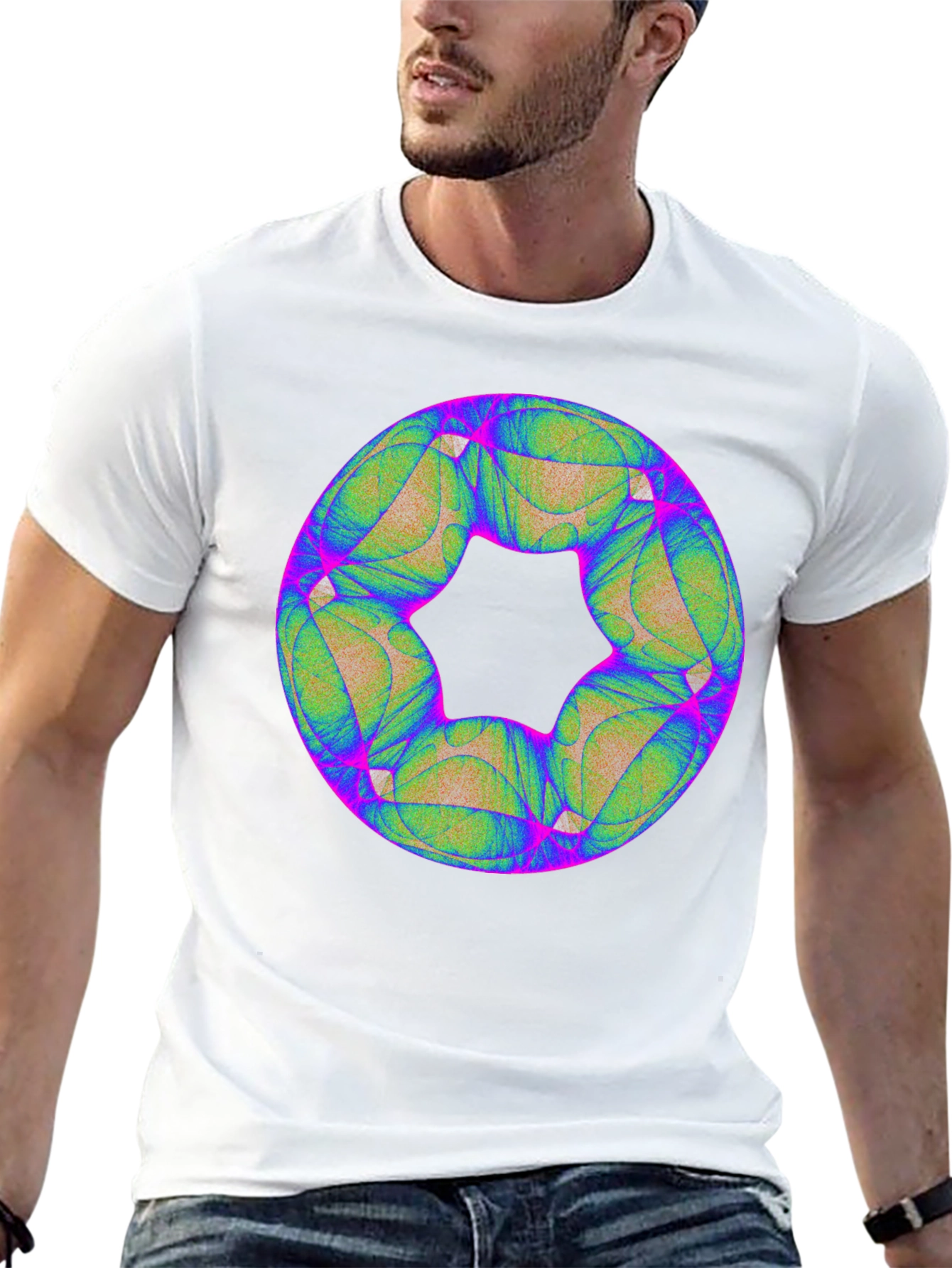 Abstract Geometric Graphic Black T-Shirt