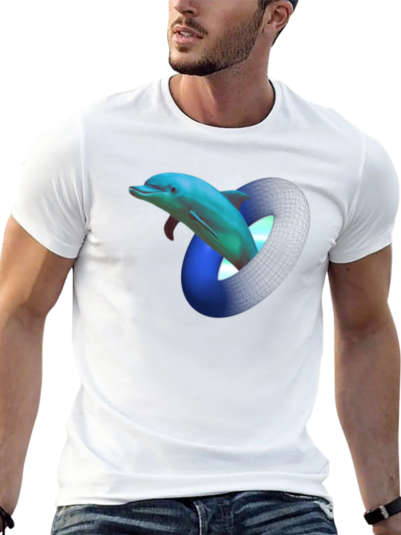 Dolphin Mobius Strip Graphic Black T-Shirt
