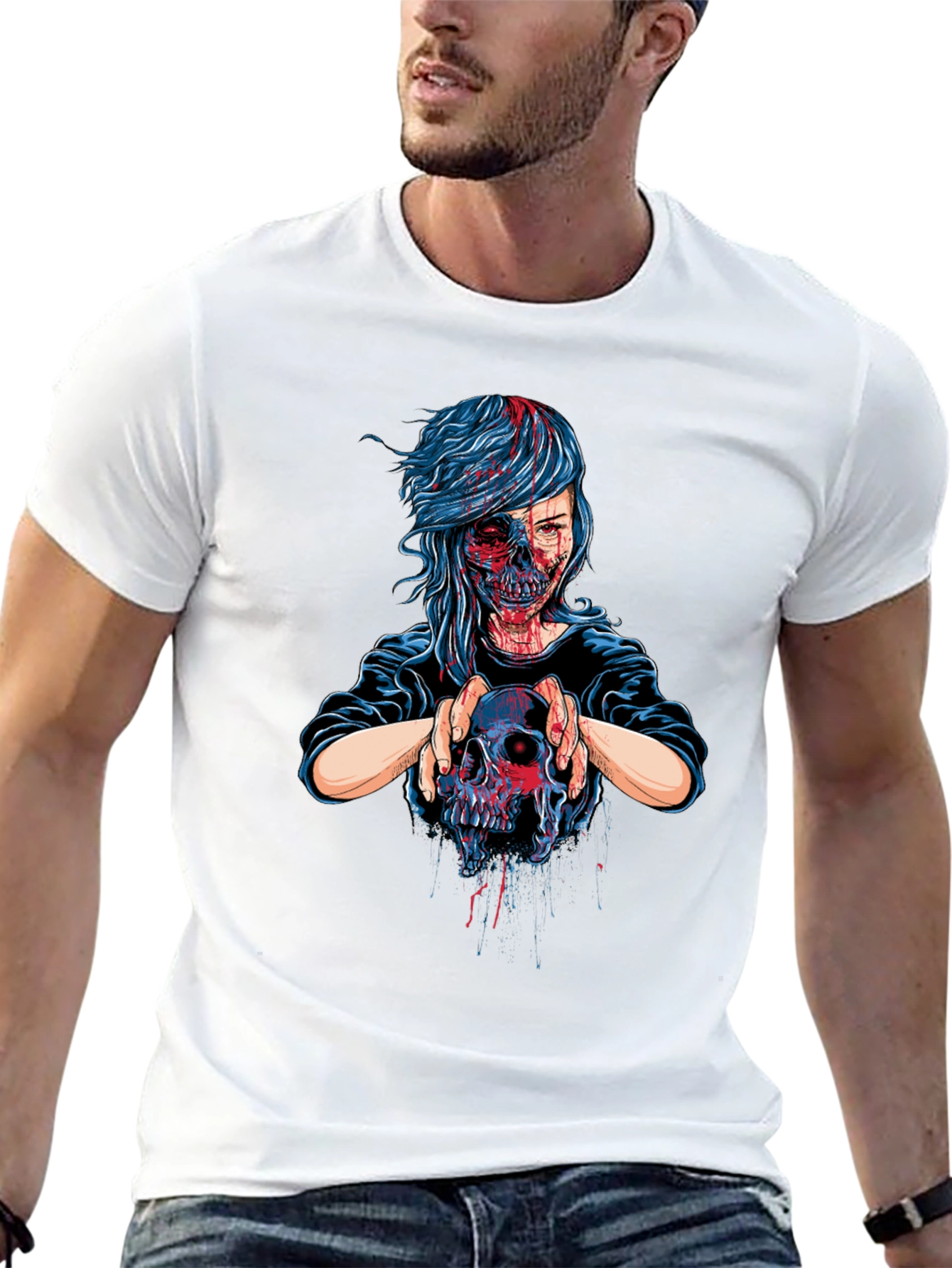Zombie Girl Skull Graphic Tee
