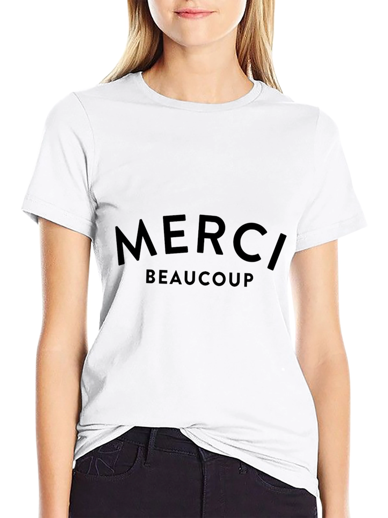 Merci Beaucoup Graphic Tee - Black Cotton T-Shirt