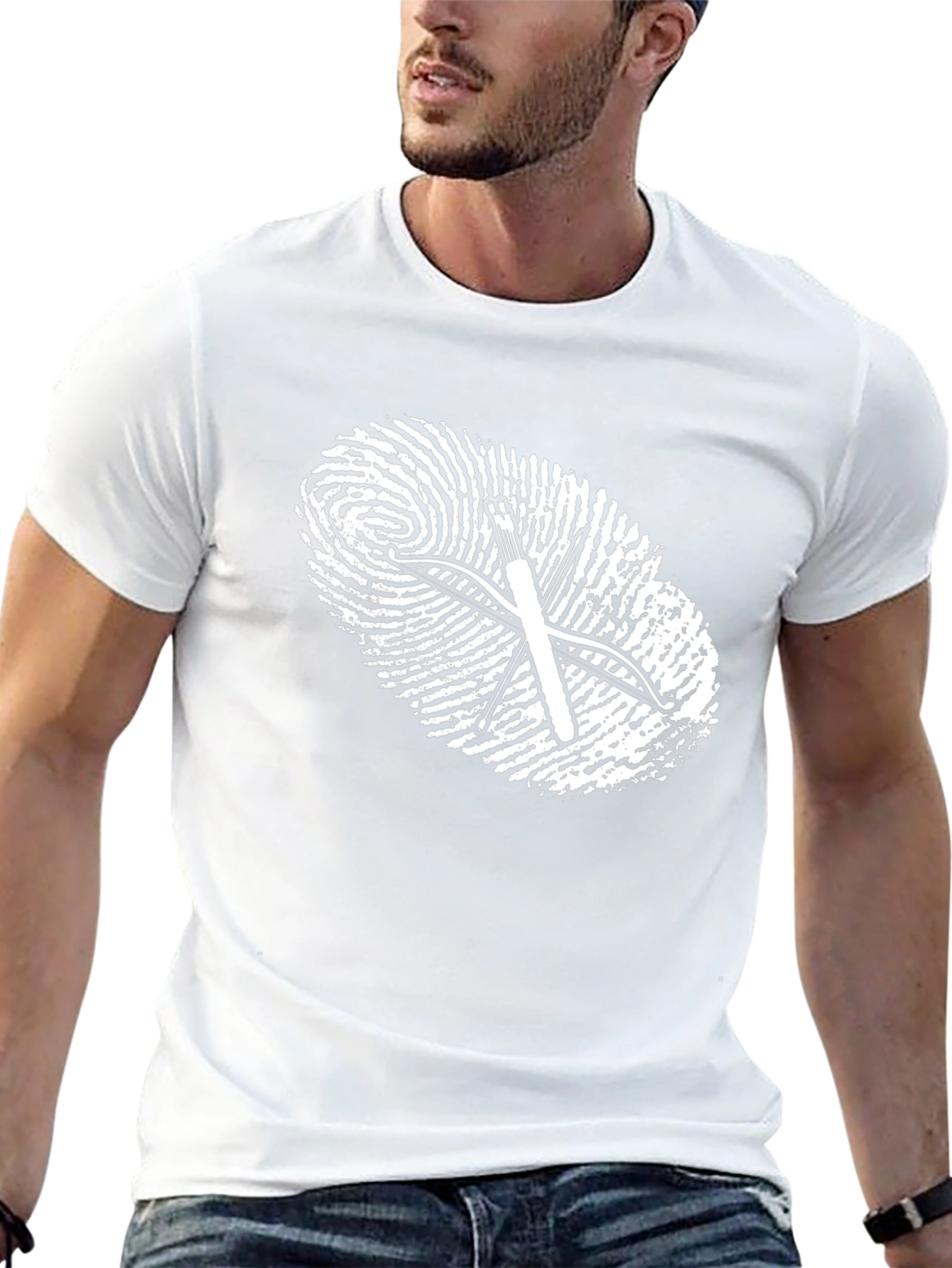 Archery Fingerprint Graphic Tee - Black Cotton Shirt