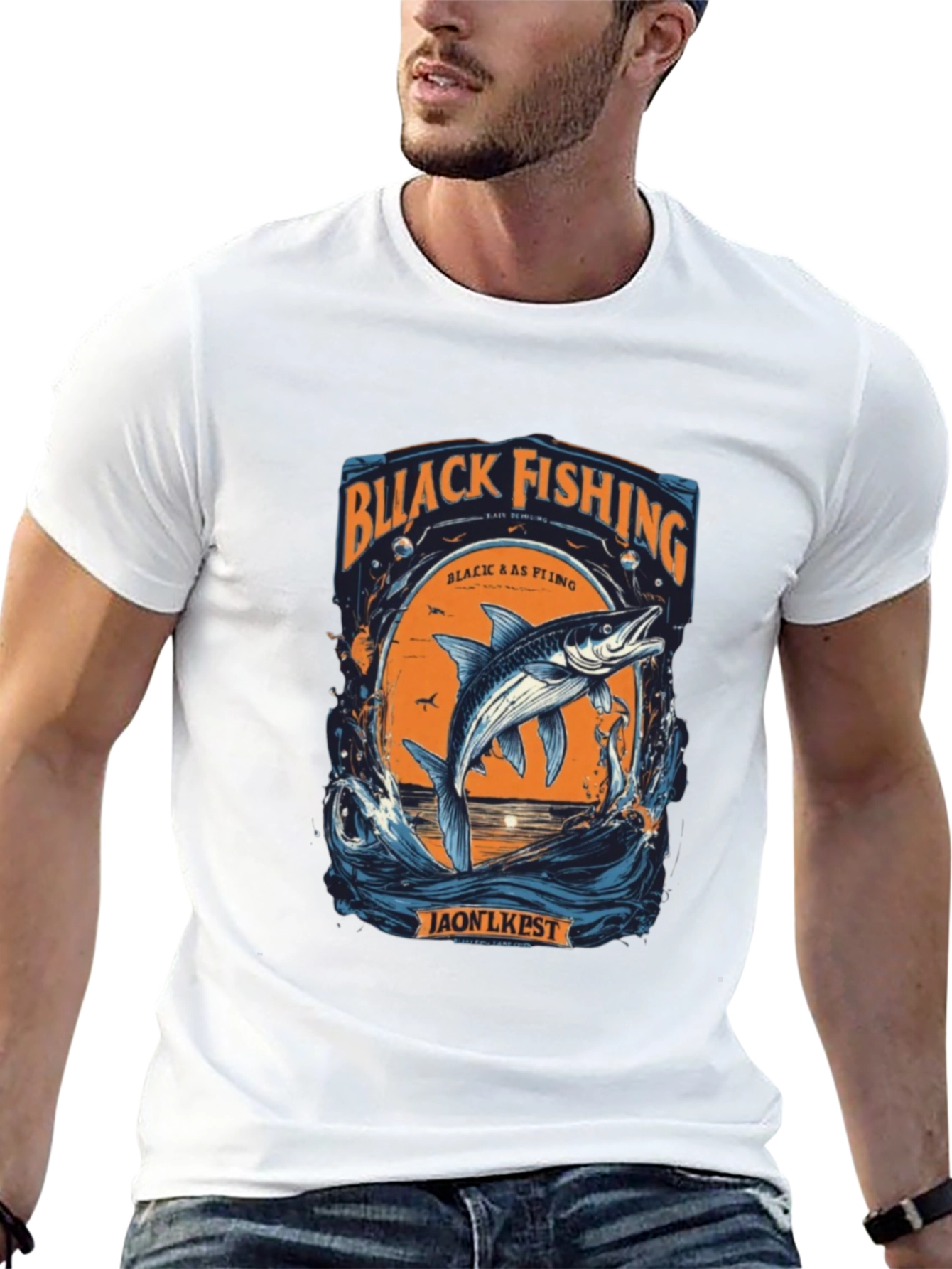 Black Fishing Graphic Tee
