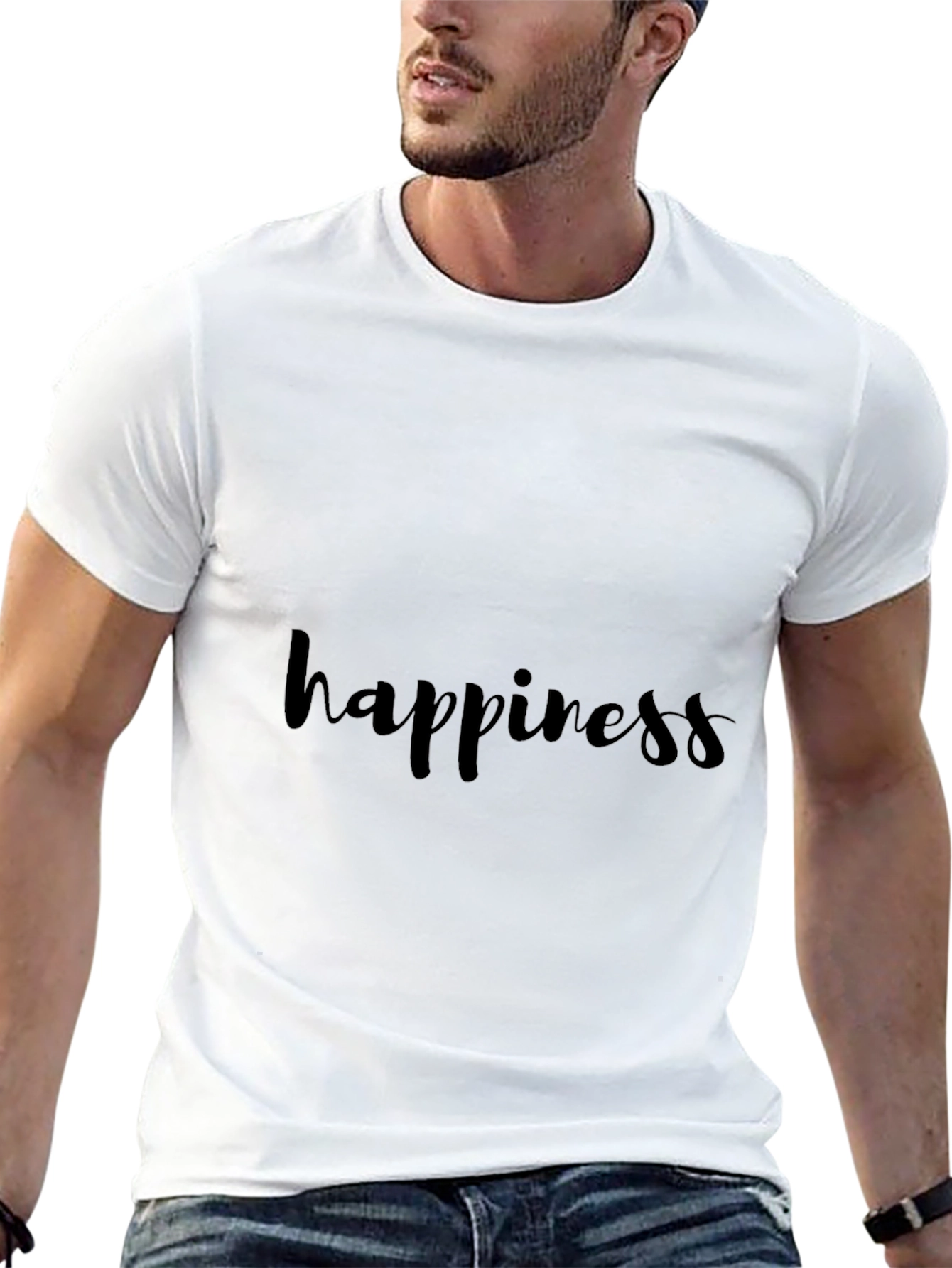 Happiness Graphic Tee - Unisex Black Cotton T-Shirt