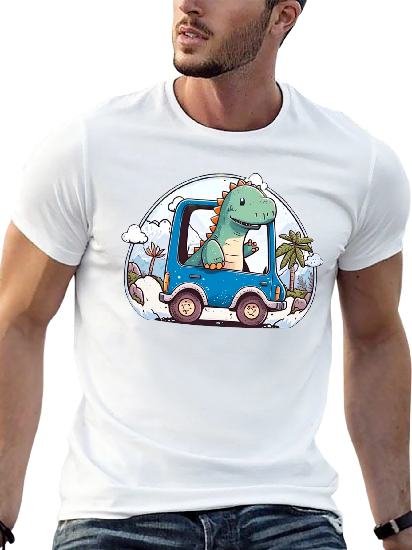 Dino Car T-Shirt - Cartoon Style