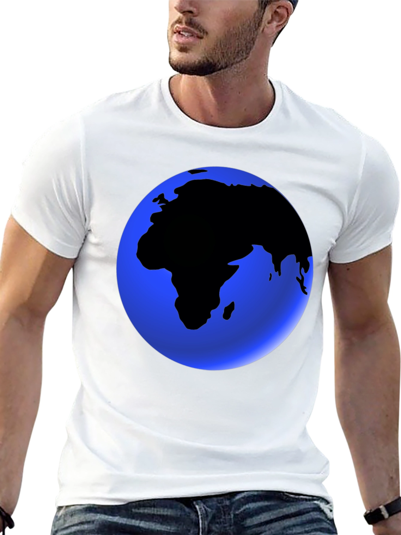 Earth Graphic Black T-Shirt - Globe Design