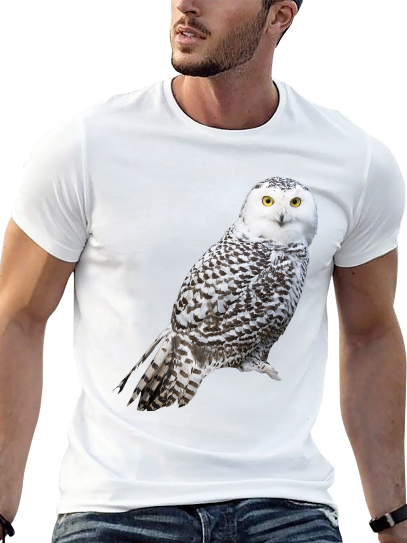 Snowy Owl Graphic Tee - Unisex Black T-Shirt