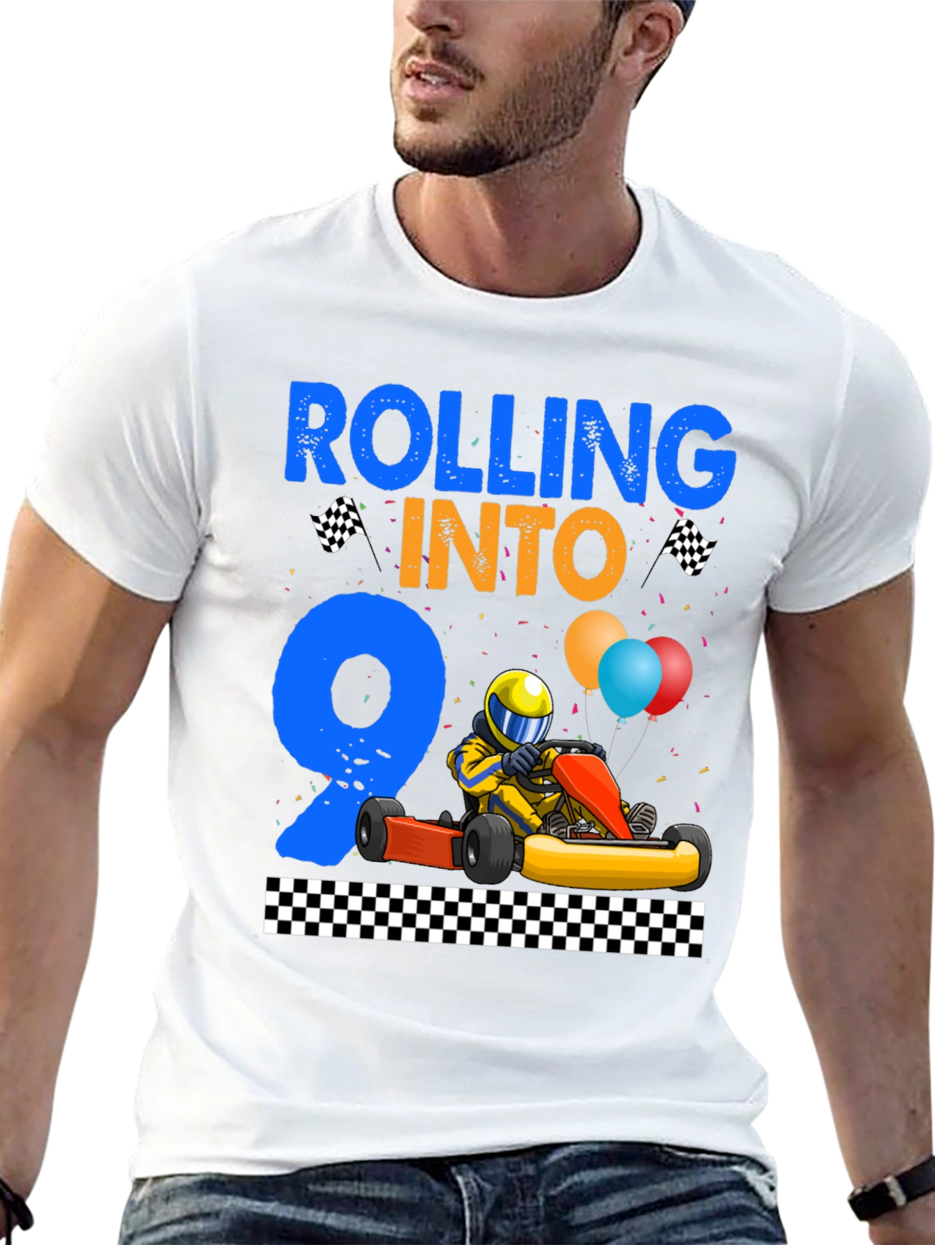 Rolling Into 9 Birthday T-Shirt Racing