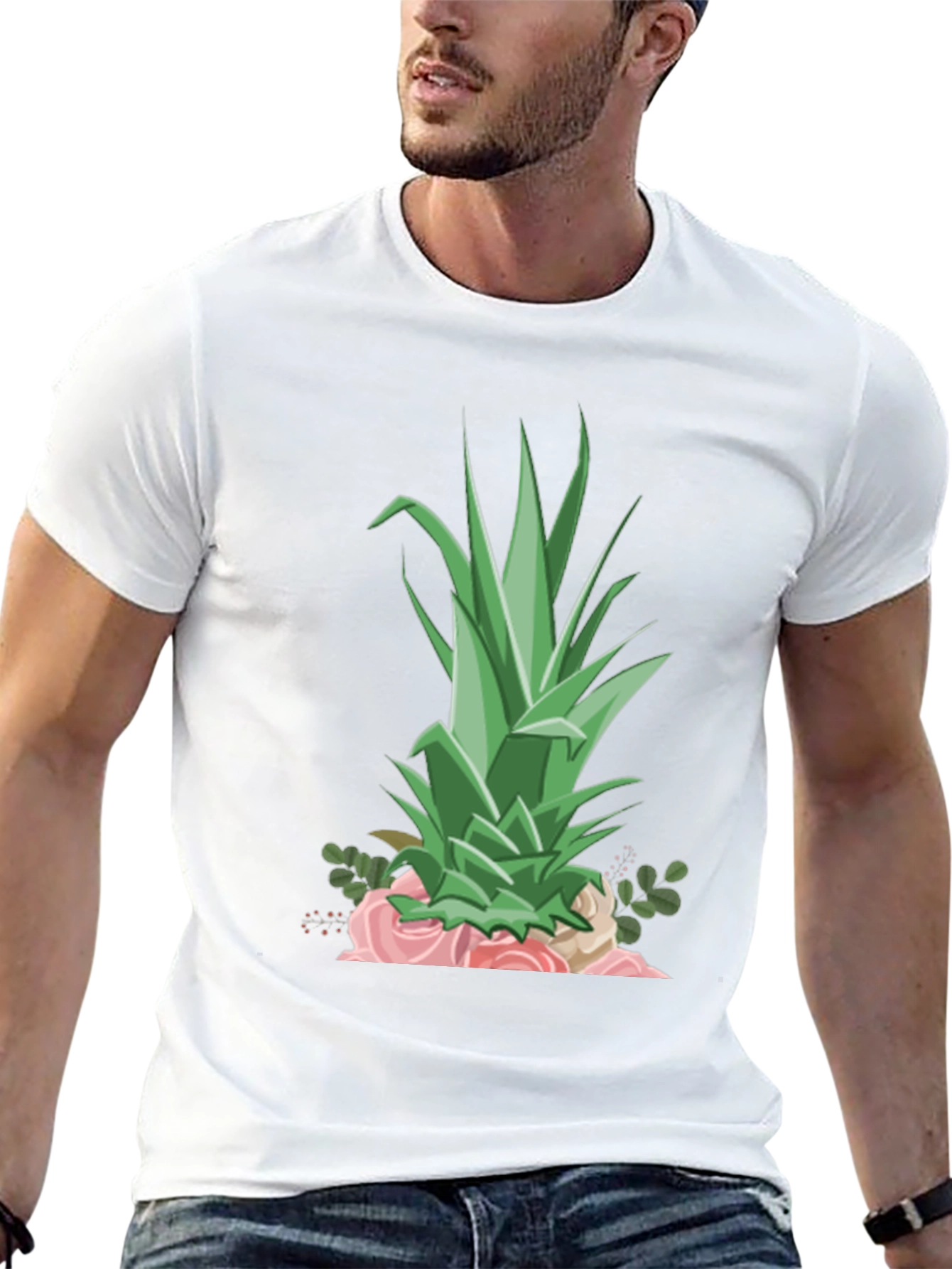 Pineapple & Roses Graphic Tee - Stylish Summer Shirt