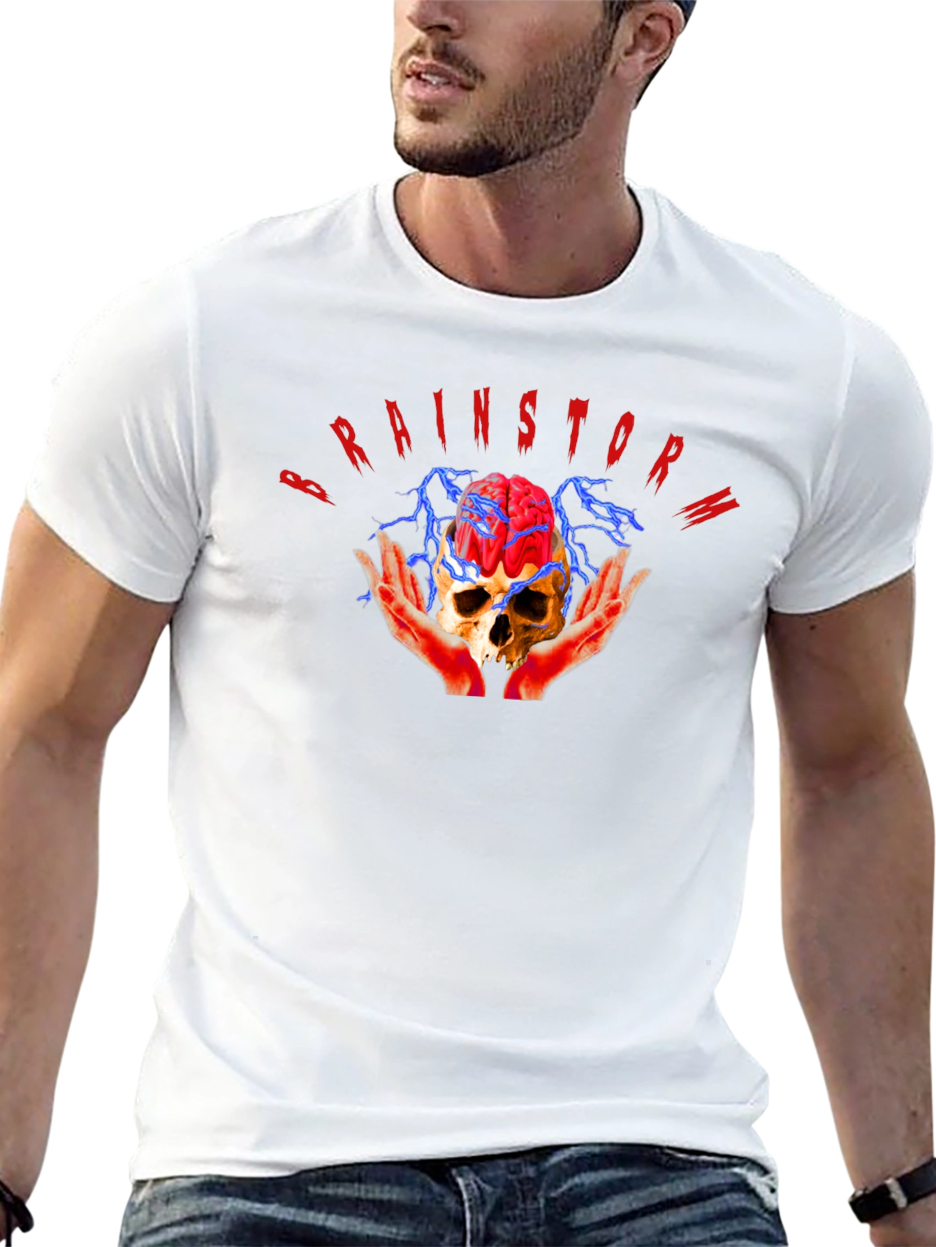 Brainstorm Skull Graphic Tee - Cool Edgy Design
