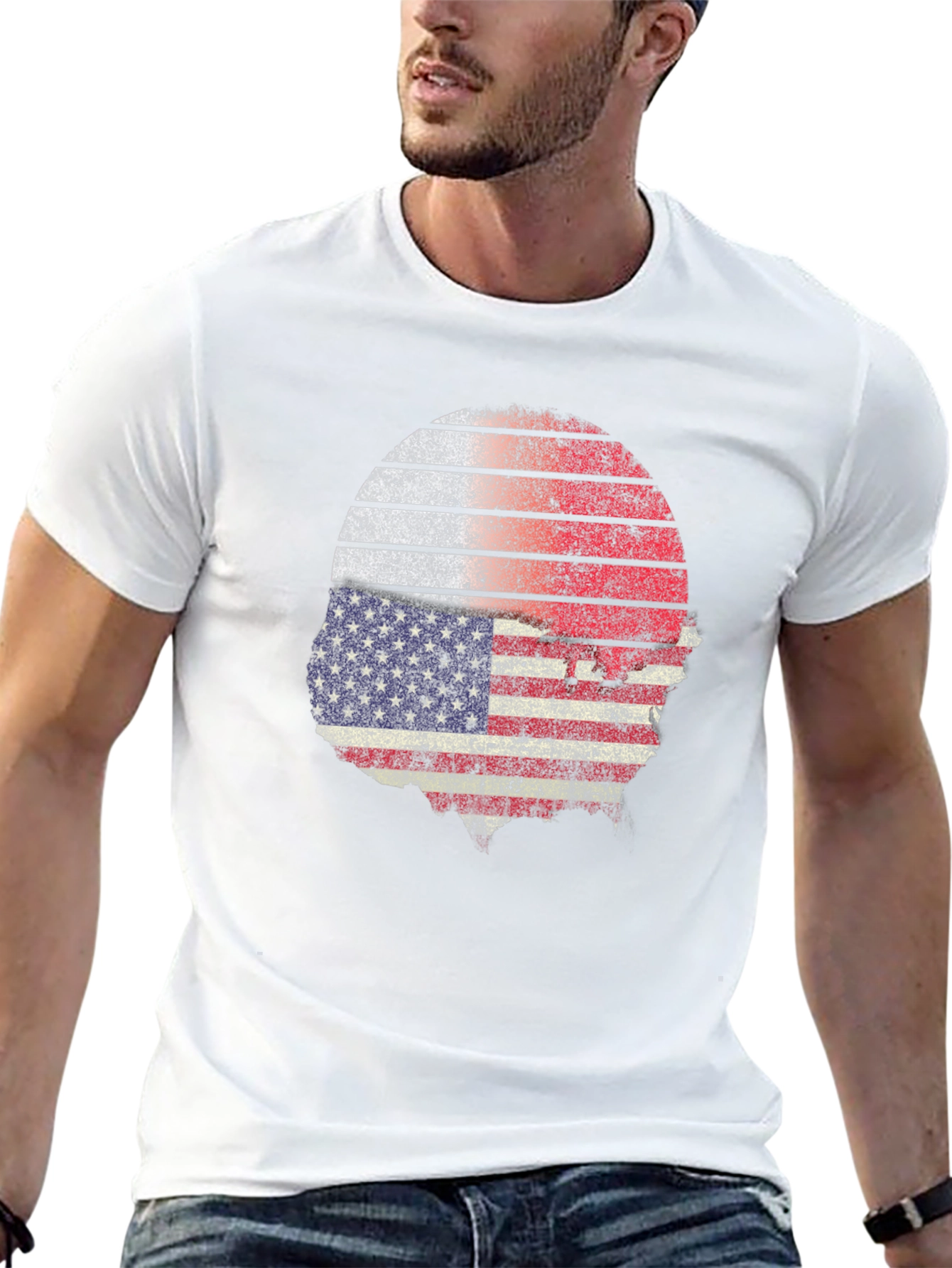 American Flag Skull Graphic Tee - Patriot Fashion