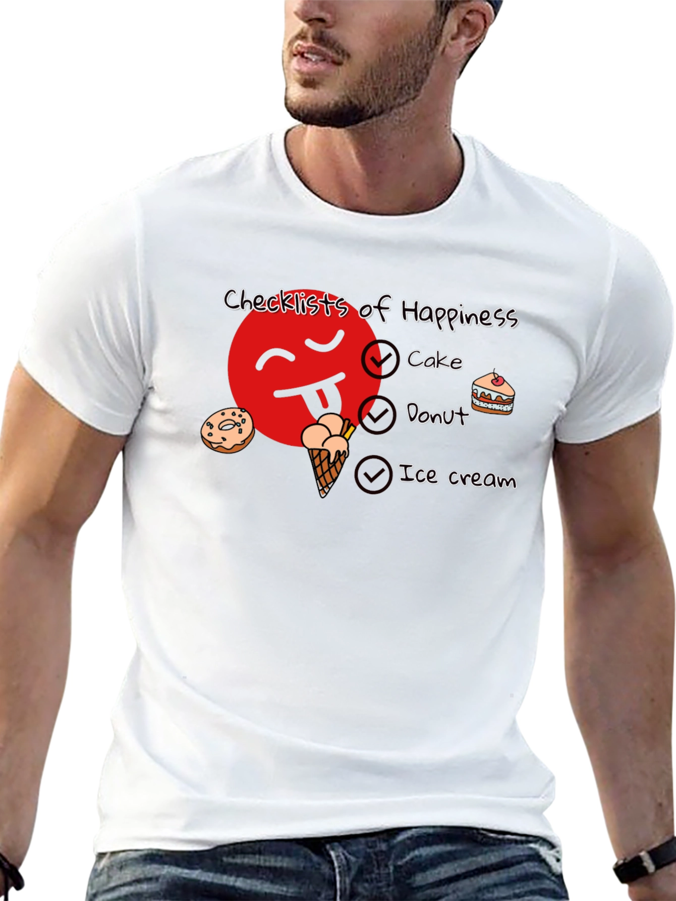 Happiness Checklist Black Graphic T-Shirt