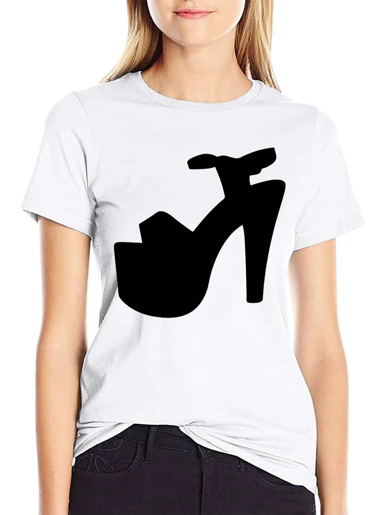 Platform Heel Graphic Tee - Black Casual Shirt