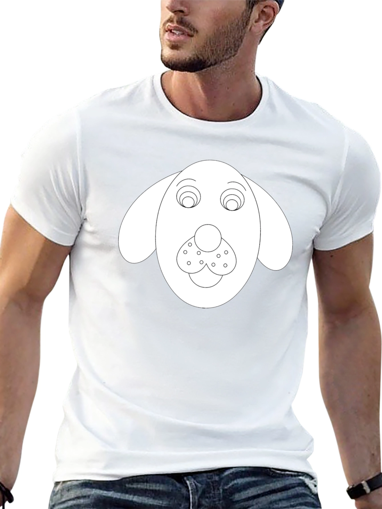 Dog Face Graphic Tee - Black Cotton Blend