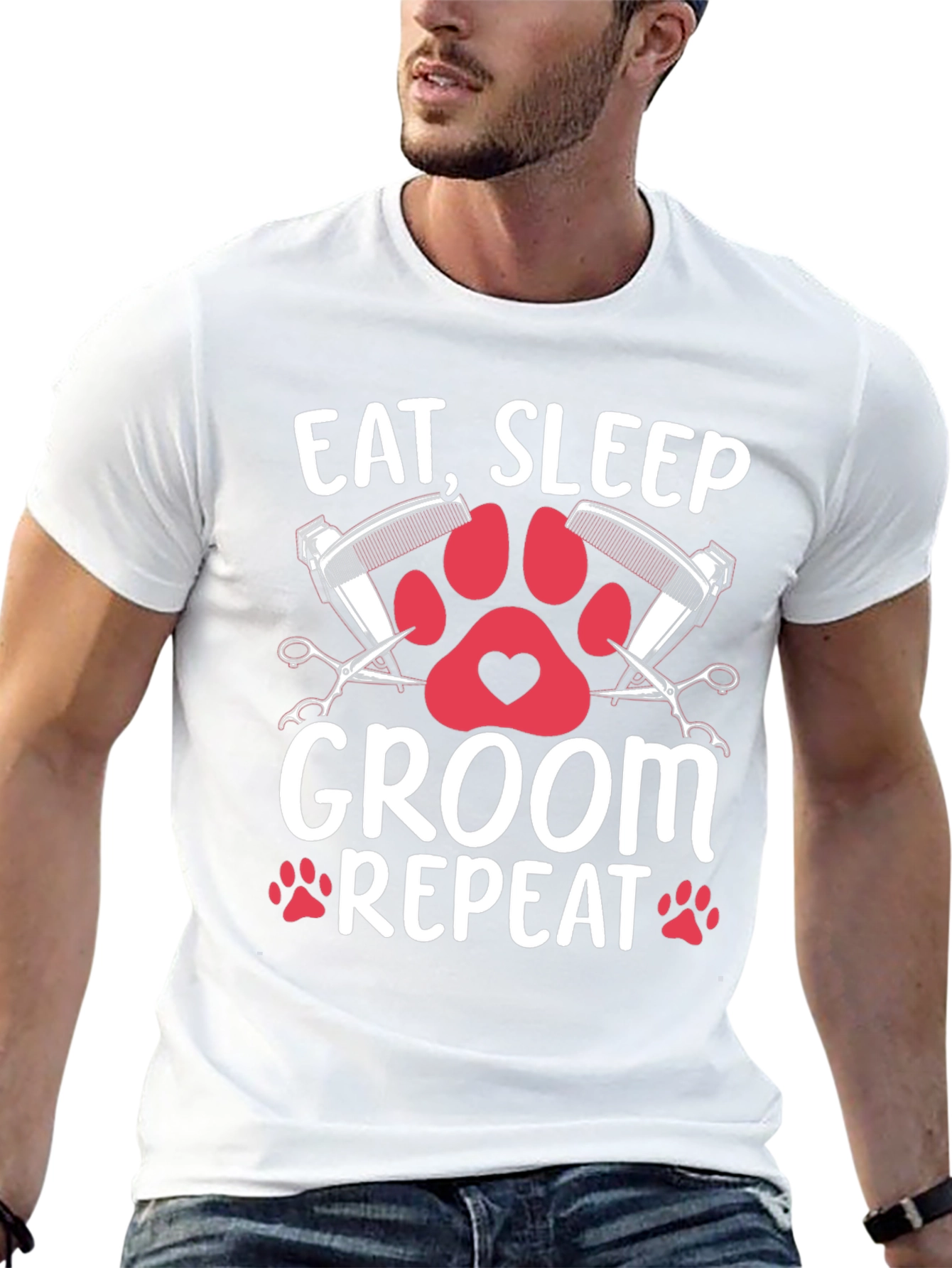 Eat Sleep Groom Repeat T-Shirt - Pet Grooming Tee