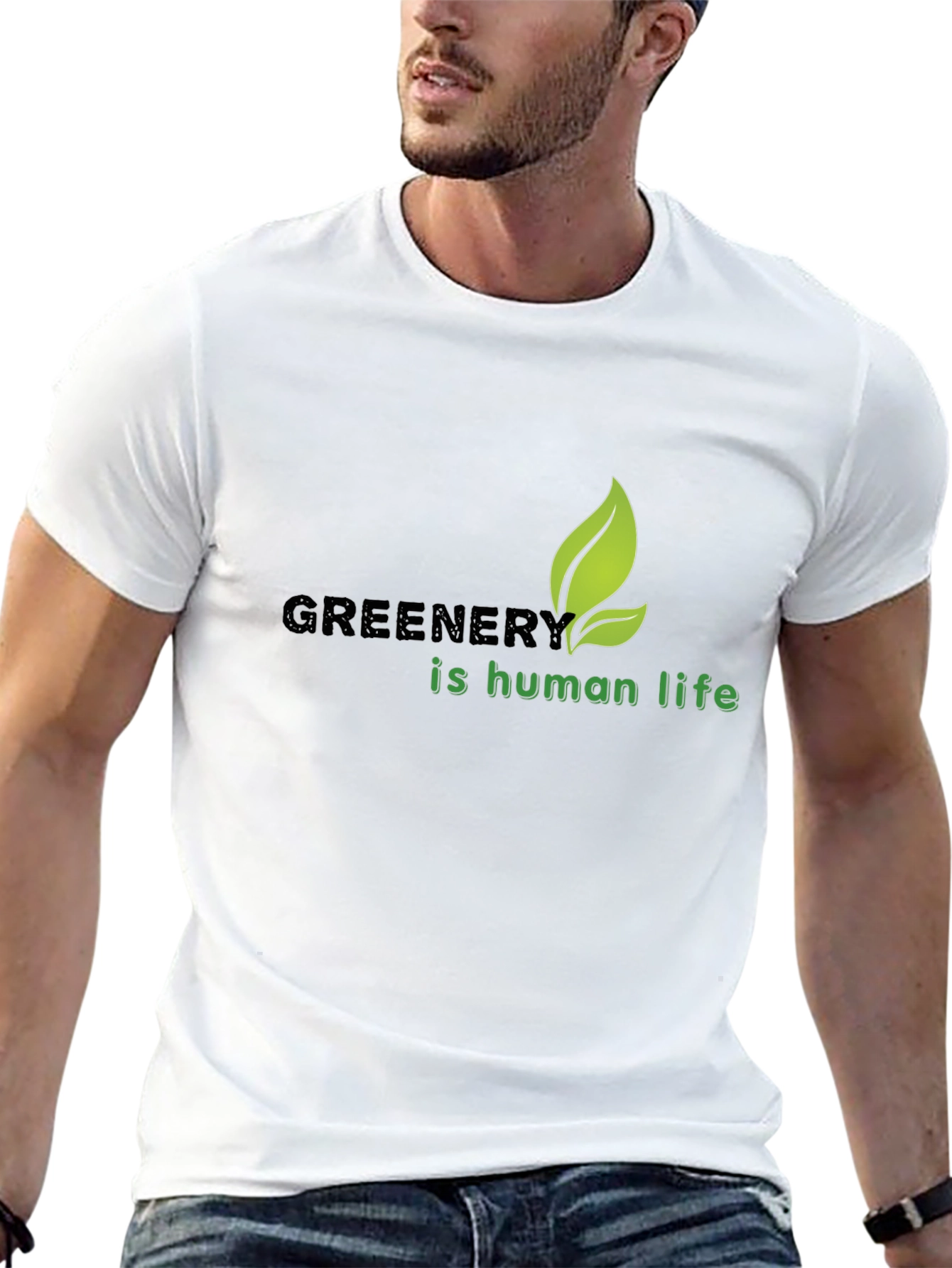 Greenery Is Human Life T-Shirt - Eco-Friendly Design