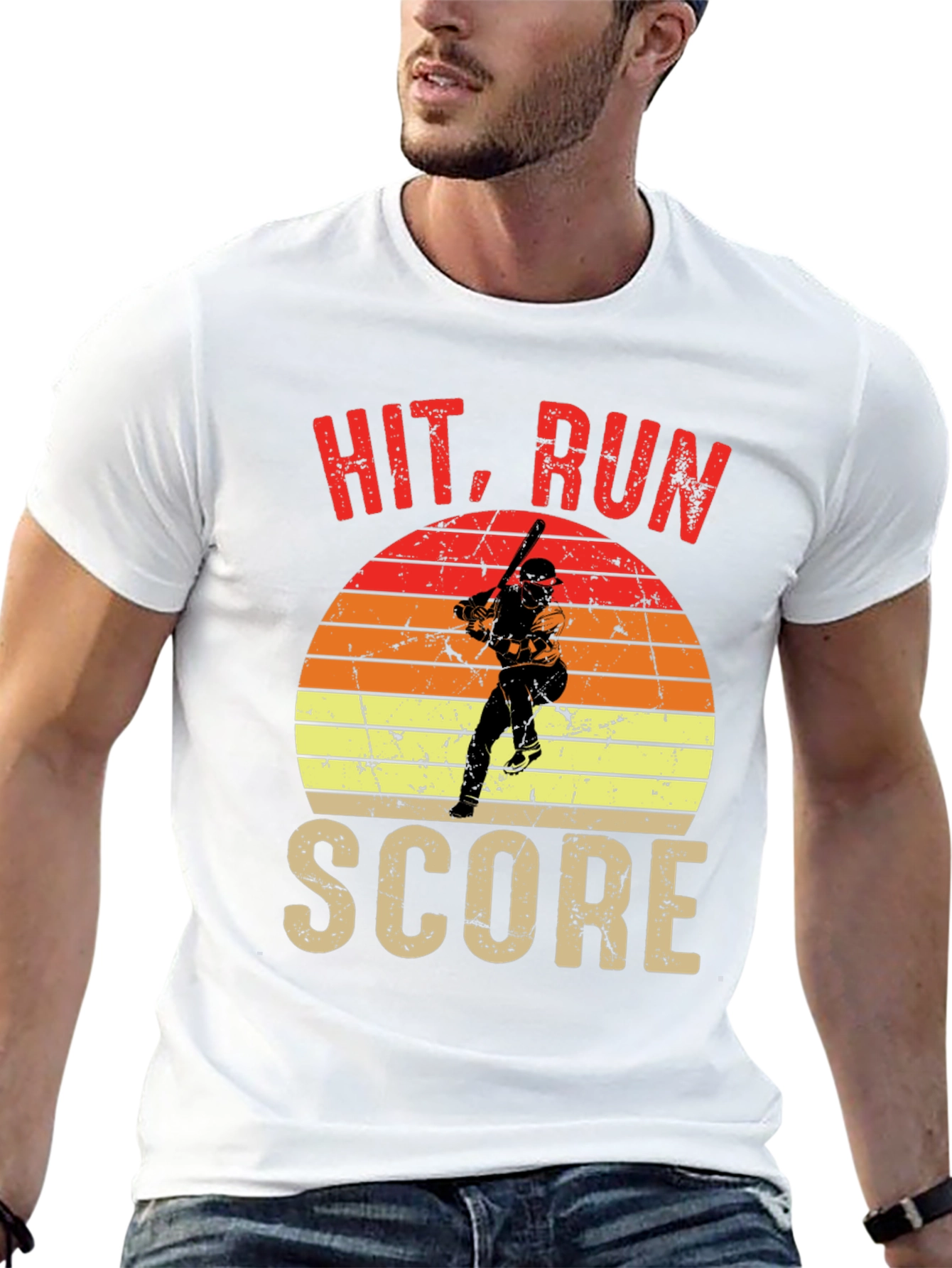 Hit Run Score Baseball Graphic T-Shirt