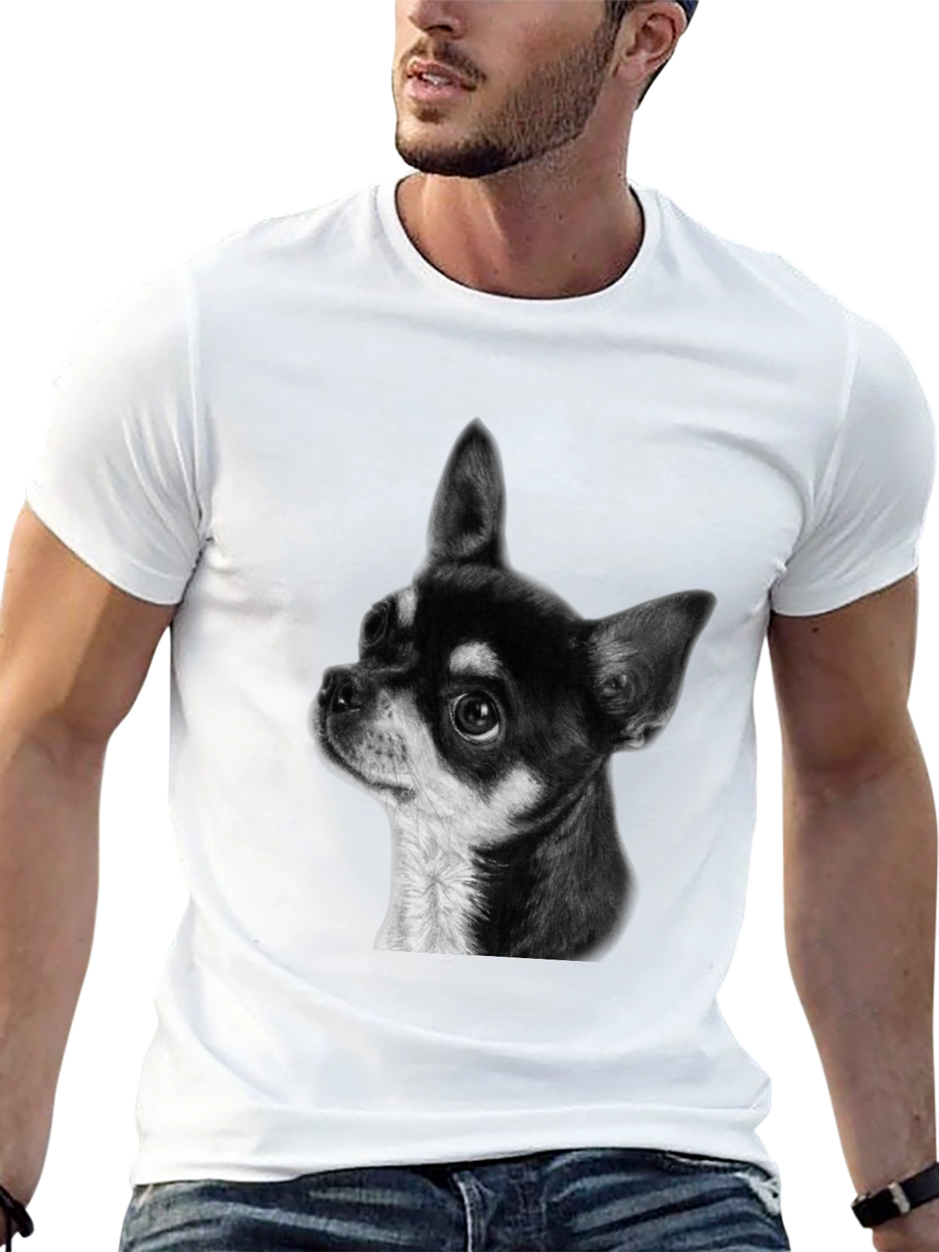 Chihuahua Dog Graphic Print Black T-Shirt
