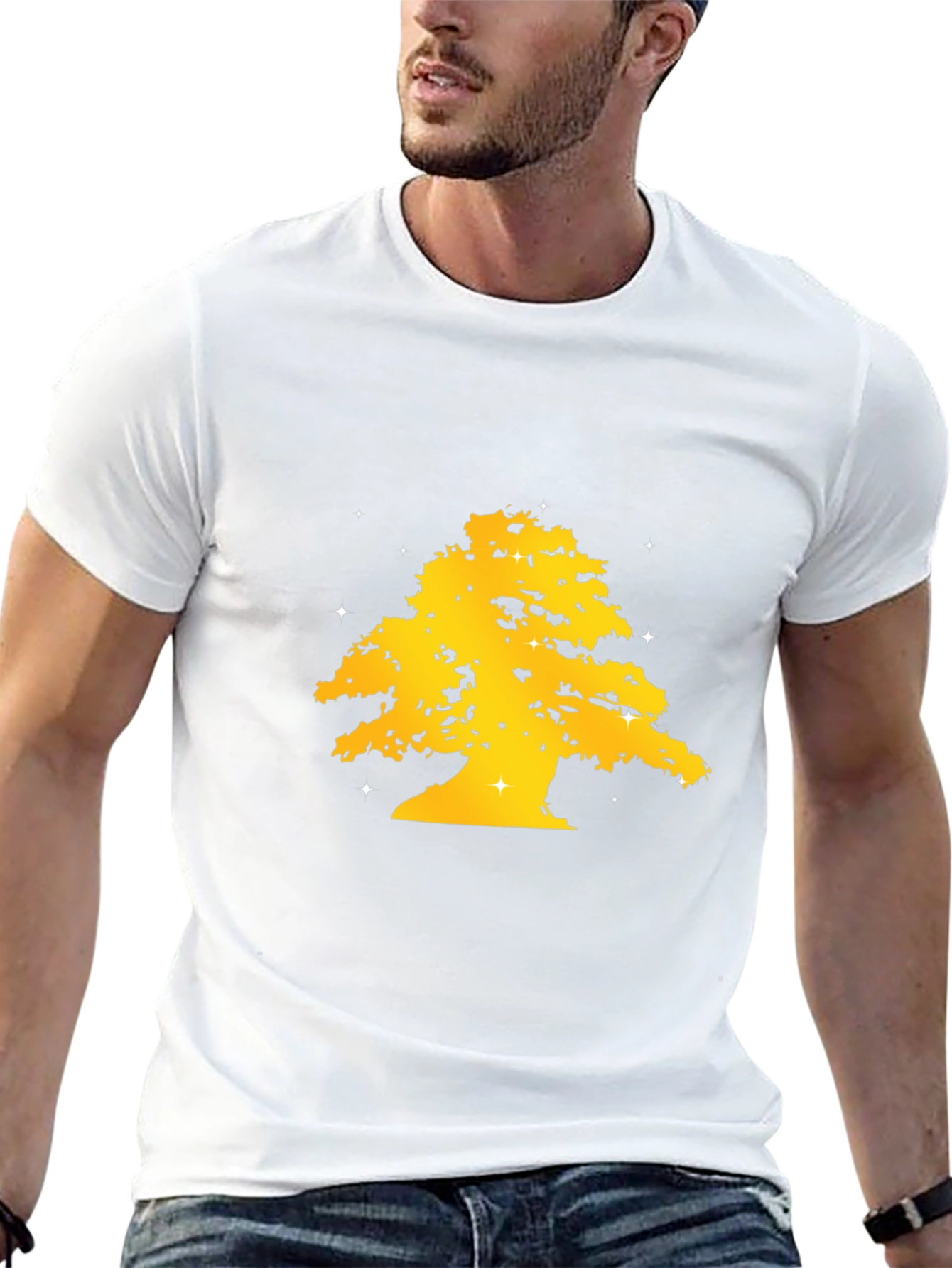 Golden Tree Graphic Black T-Shirt
