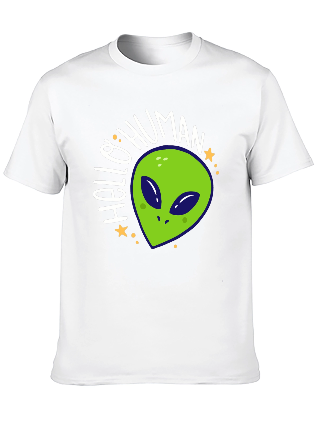 Hello Human Alien Graphic Tee - Black Casual T-Shirt