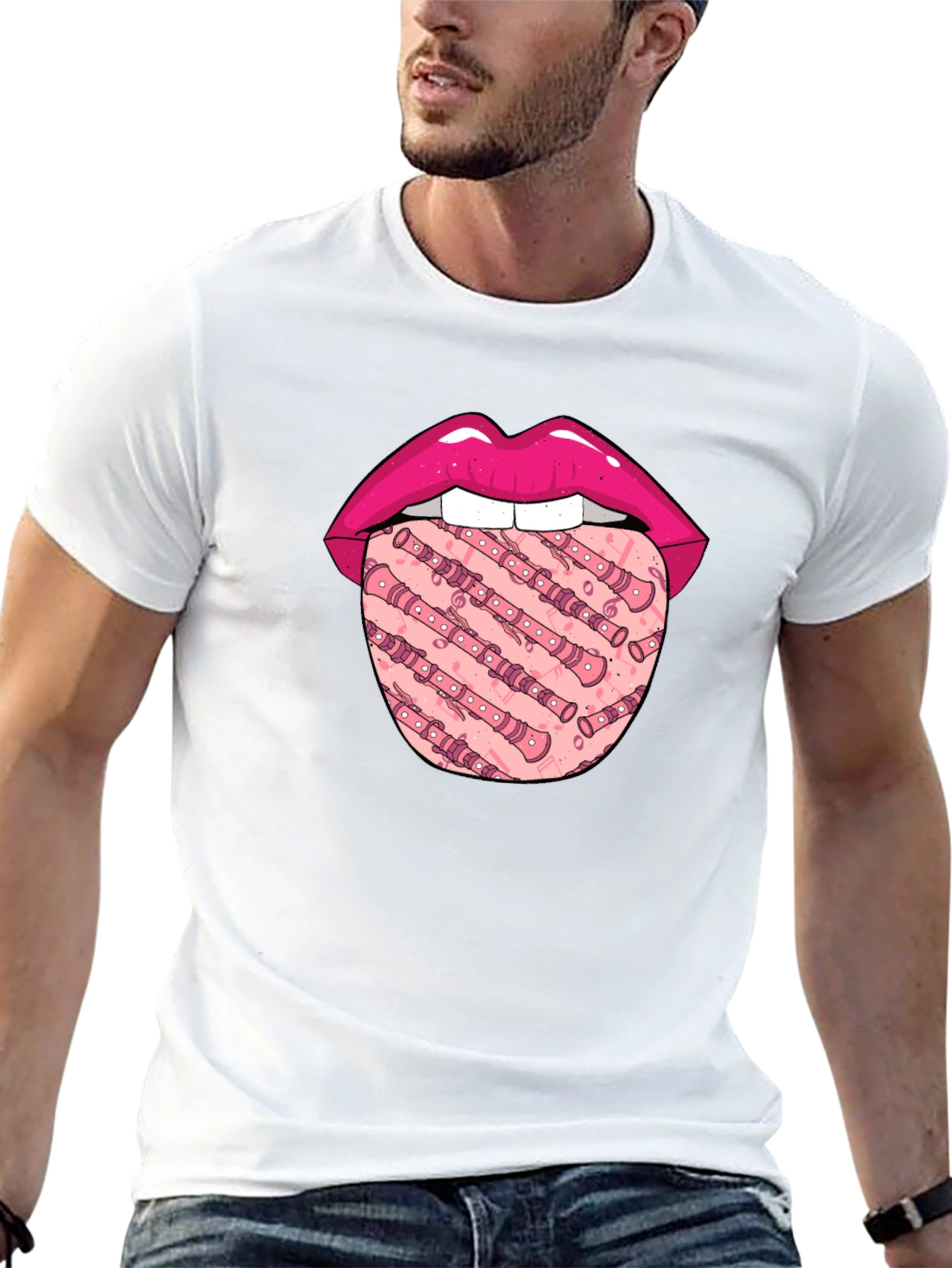 Lip & Recorder Tongue Graphic T-Shirt