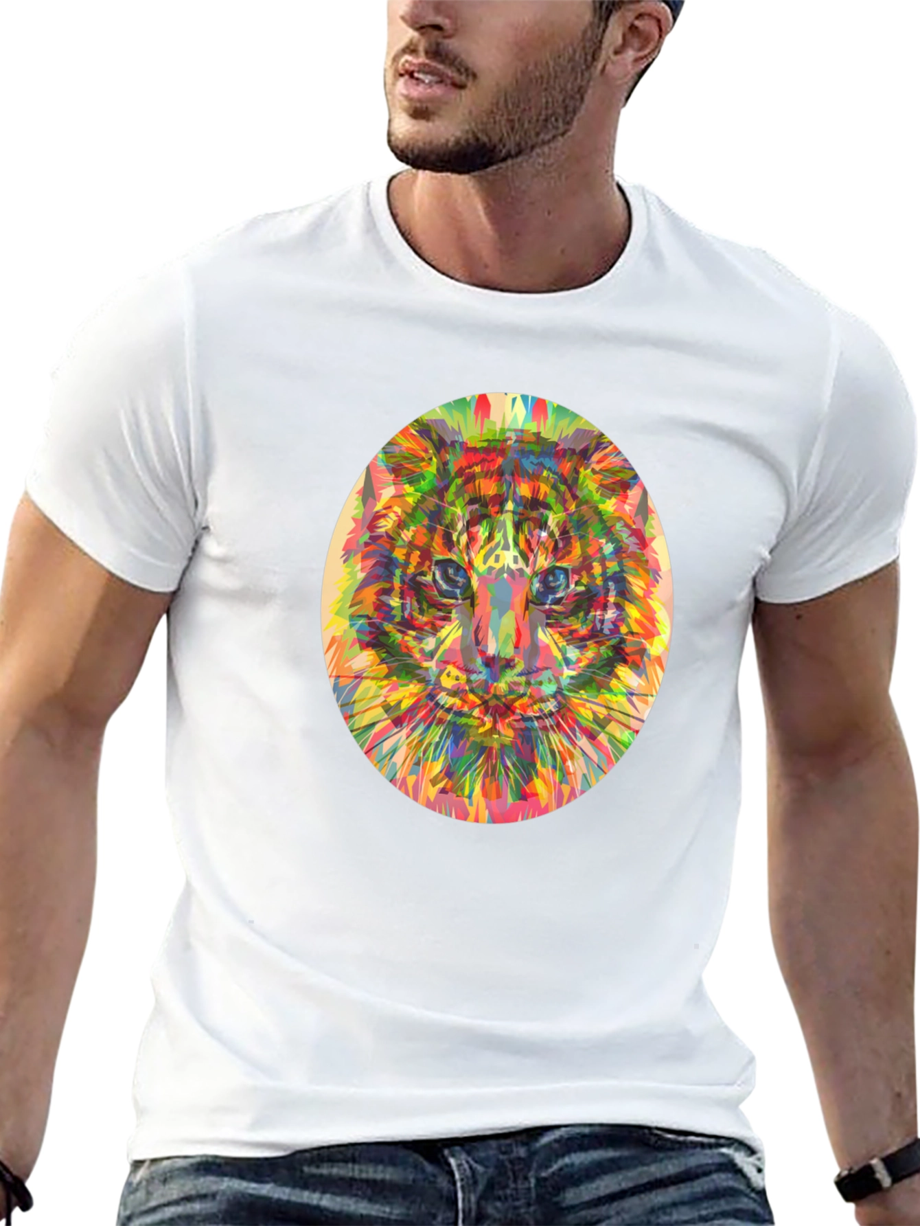 Abstract Tiger Graphic T-Shirt - Black