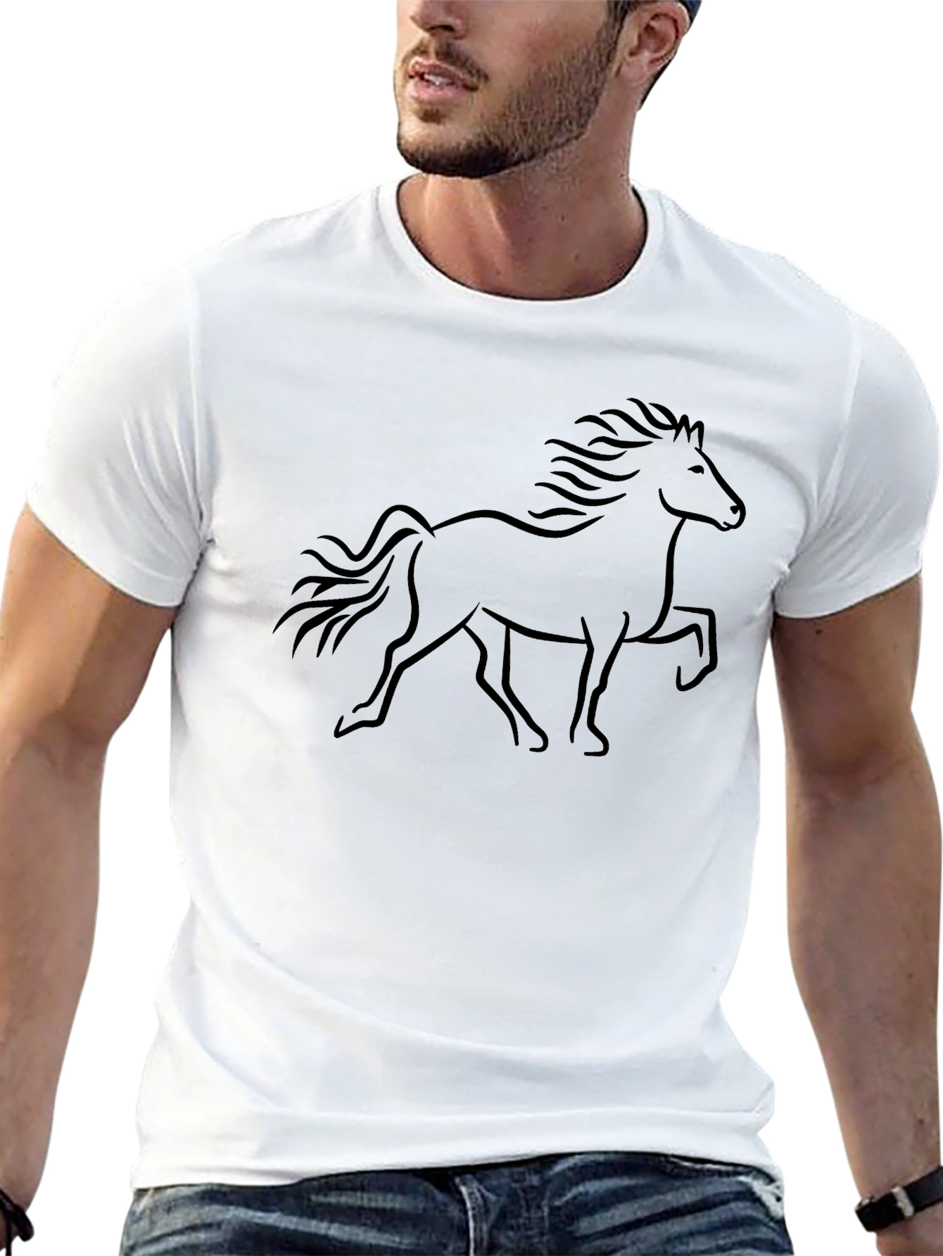 Black Horse Graphic Print T-Shirt