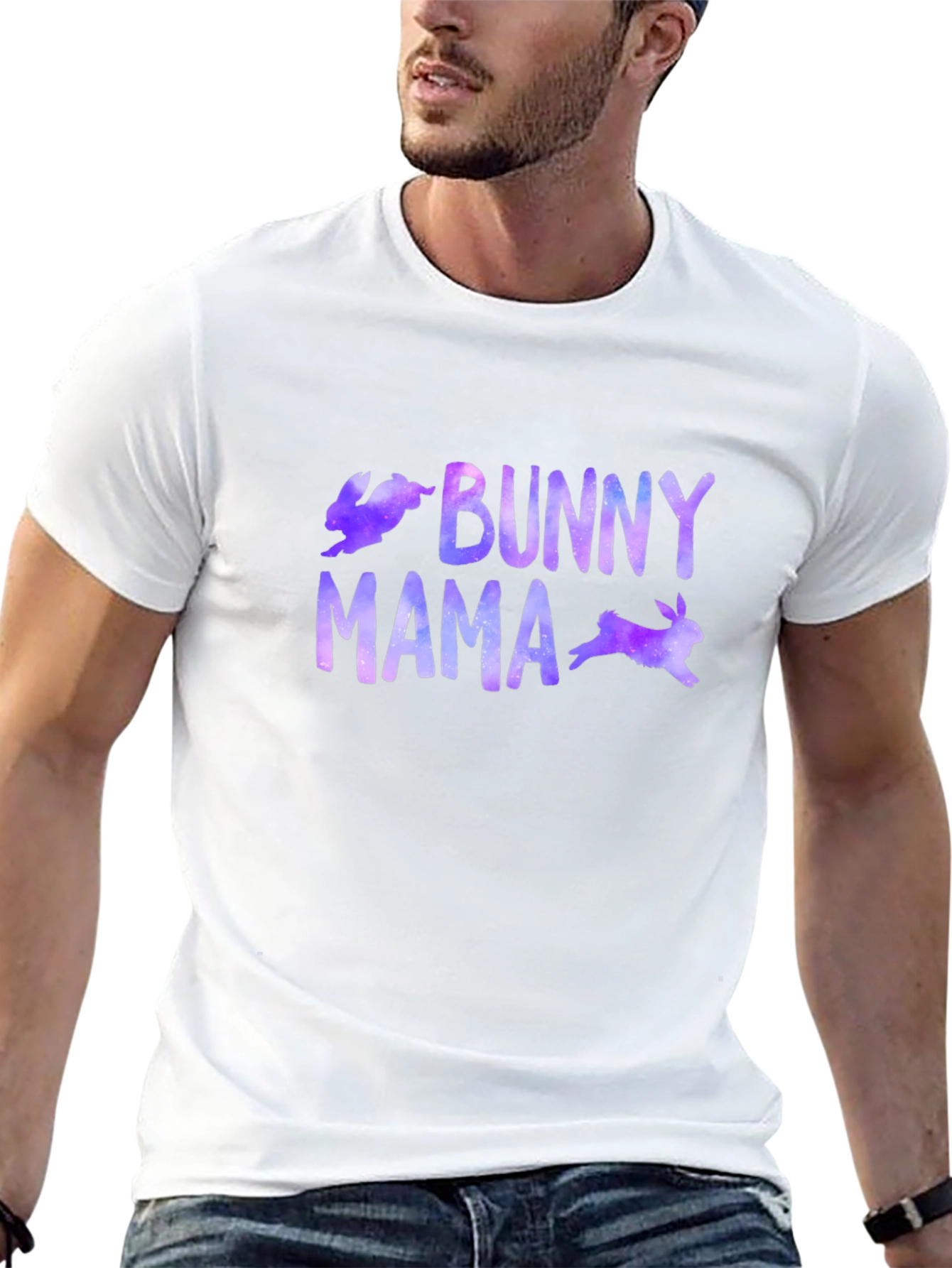 Bunny Mama Graphic Print Black T-Shirt
