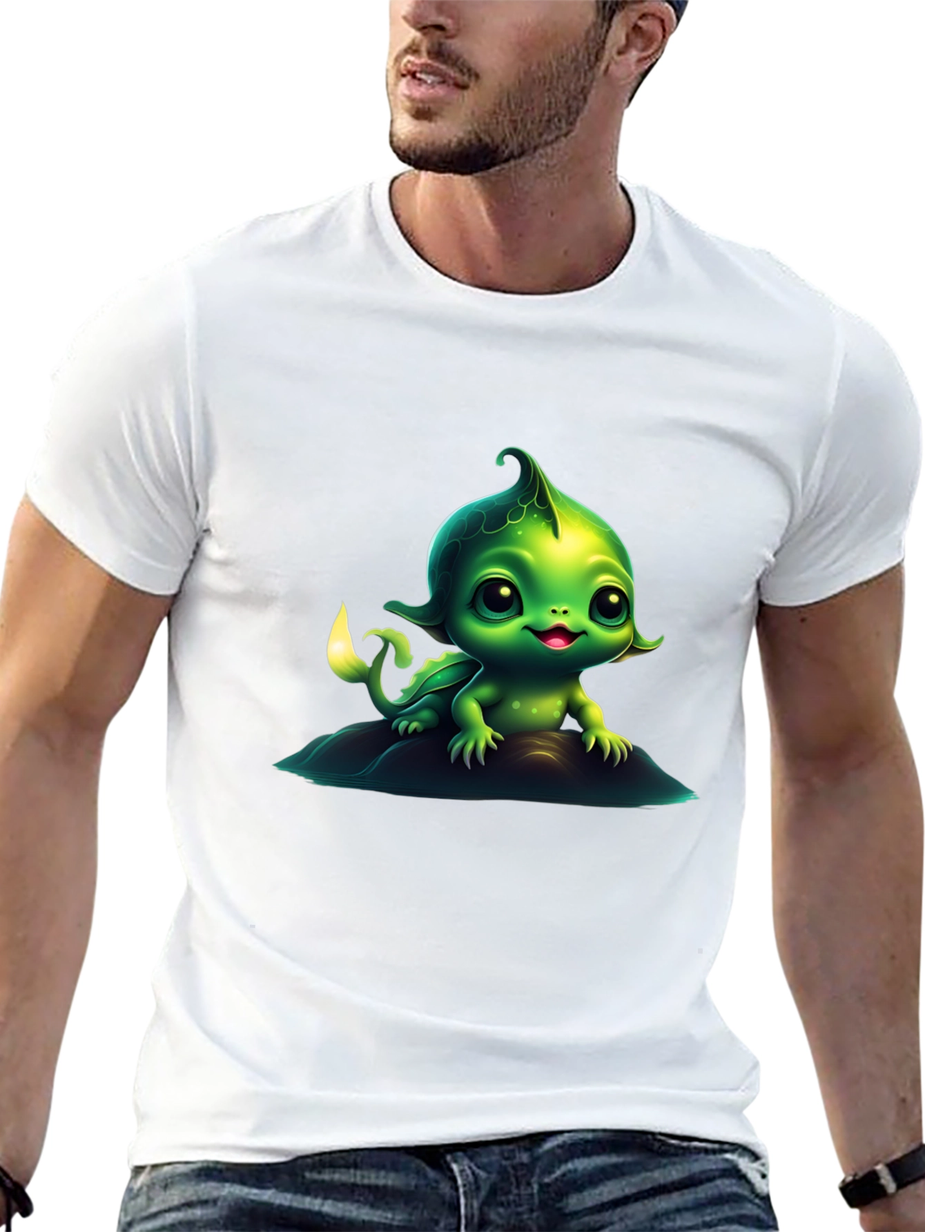 Cute Green Creature Graphic Tee