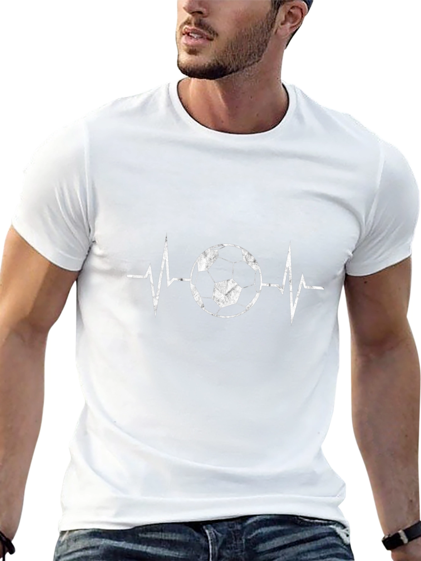 Soccer Heartbeat Graphic Tee - Black Cotton T-Shirt