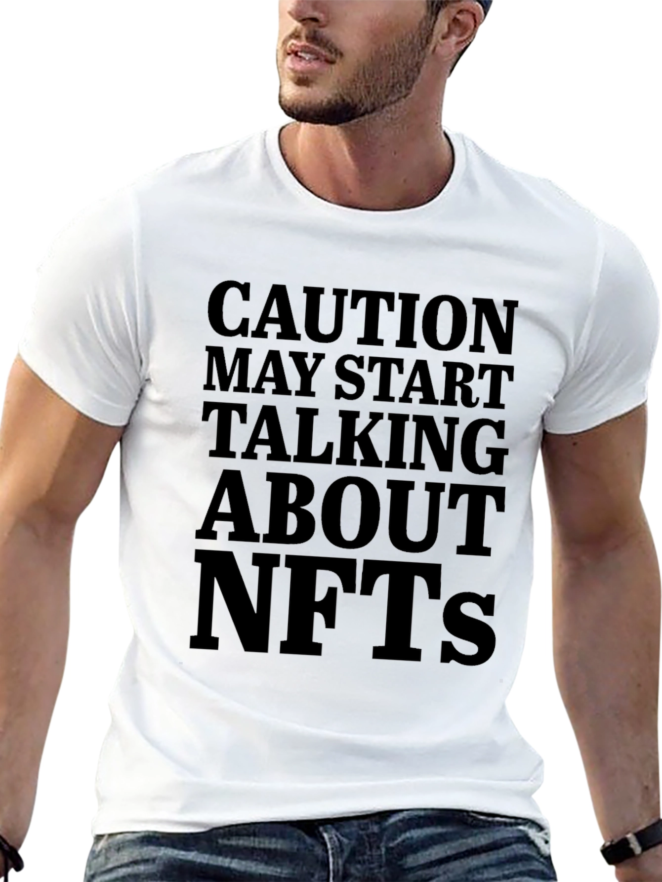 Caution May Start Talking About NFTs - Black T-Shirt