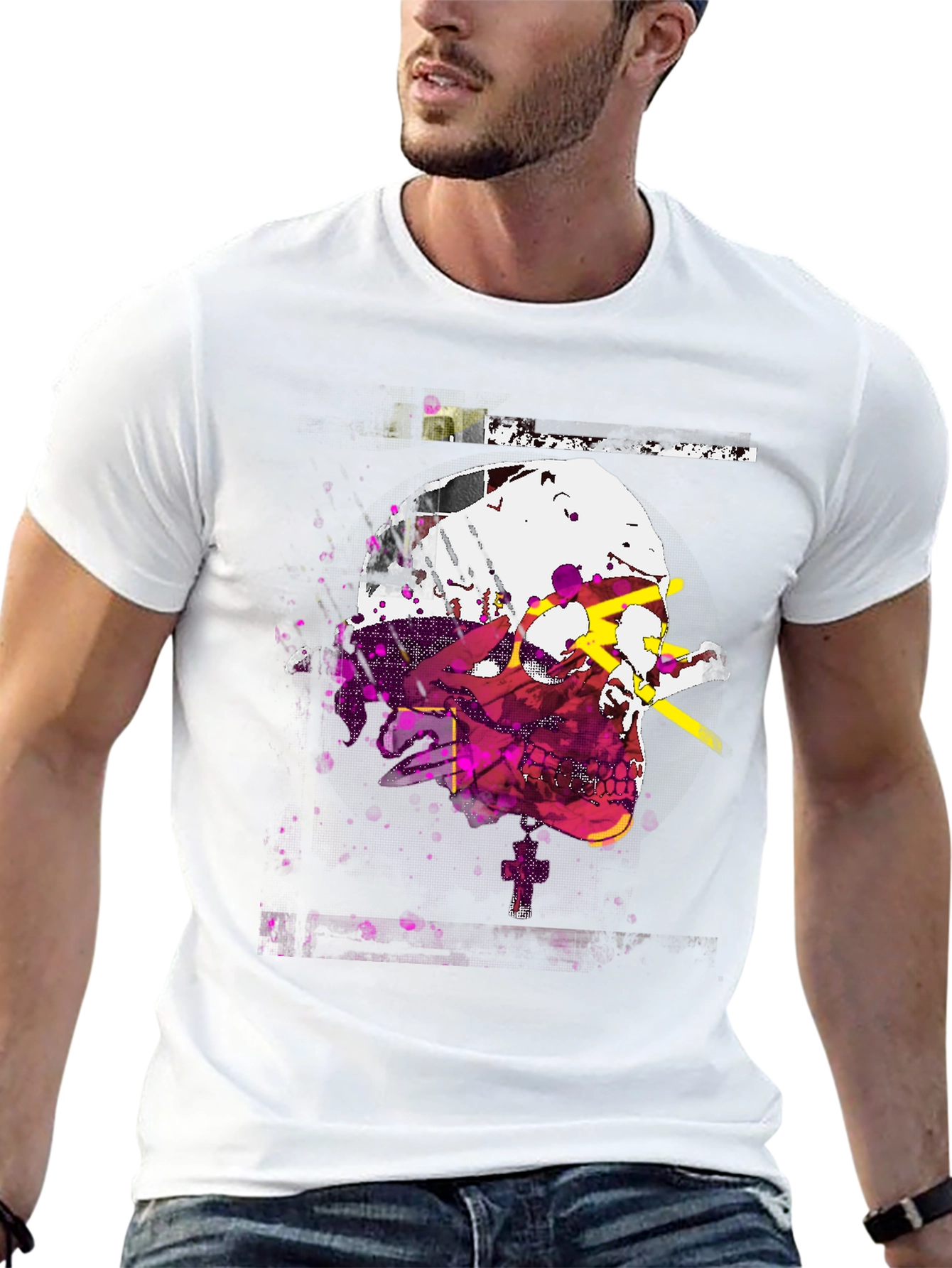 Edgy Skull Graphic Tee - Mens Black T-Shirt