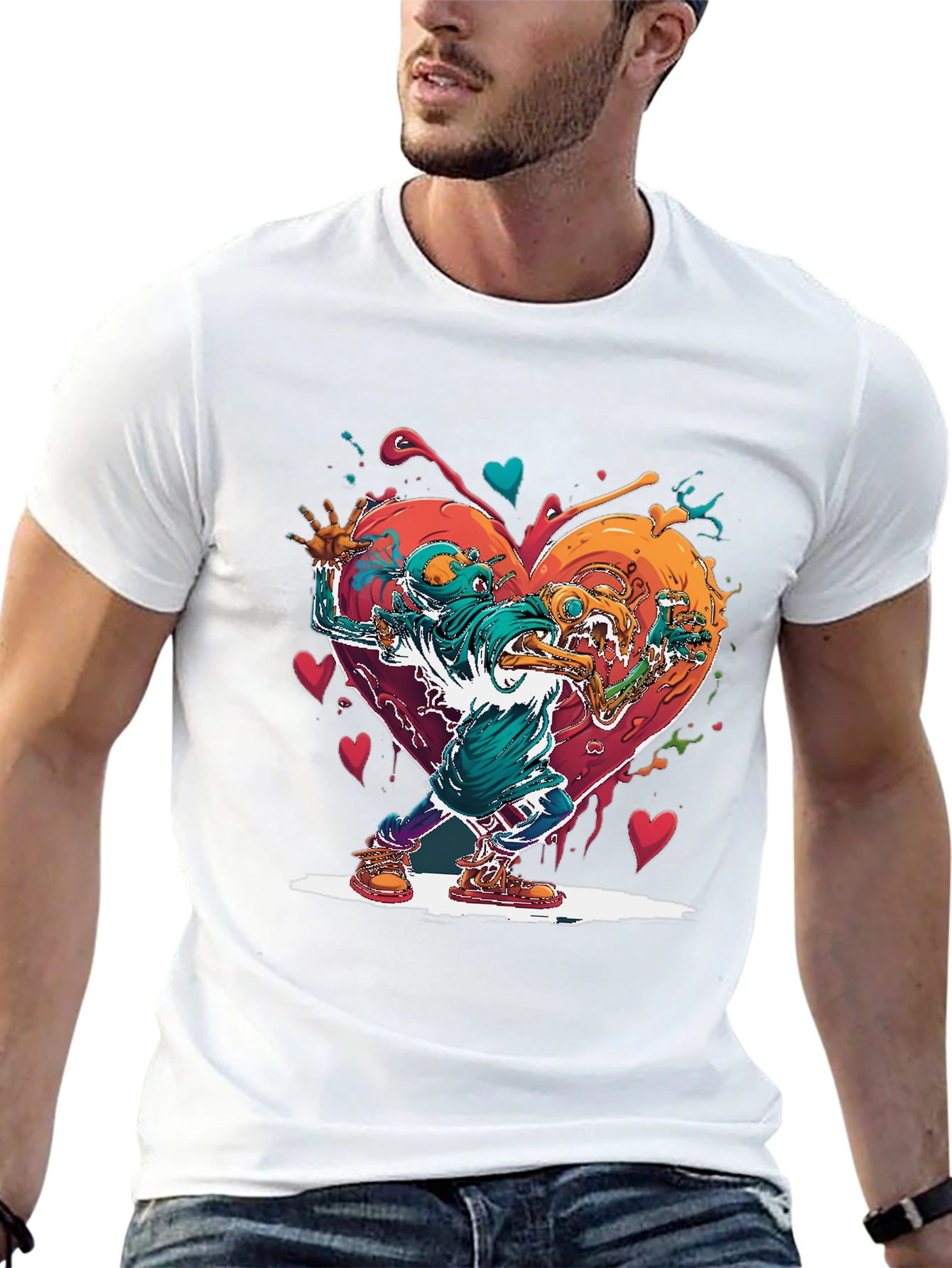 Heart Monster Graphic Tee - Artistic Style