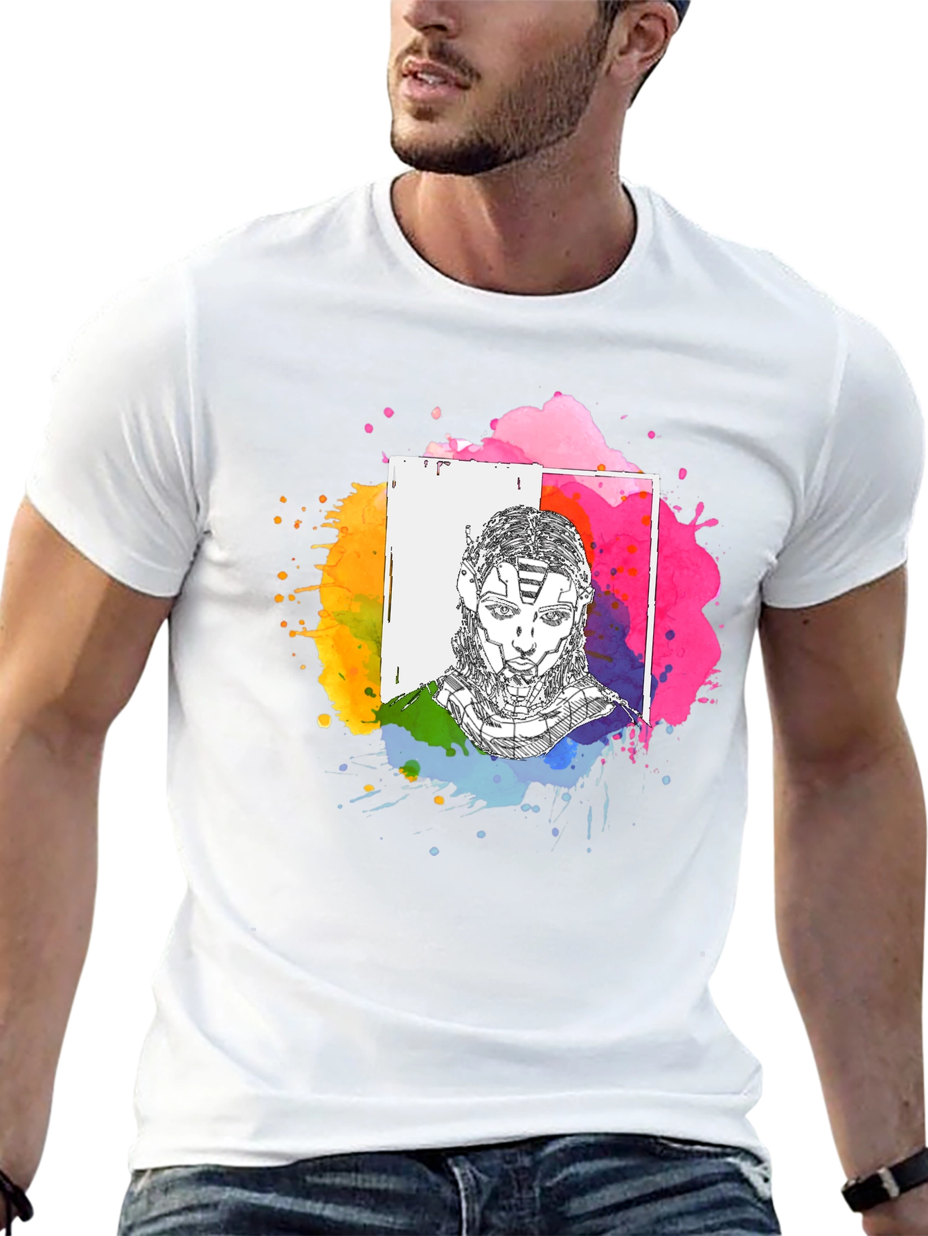 Abstract Avatar Graphic Tee - Black Unisex T-Shirt