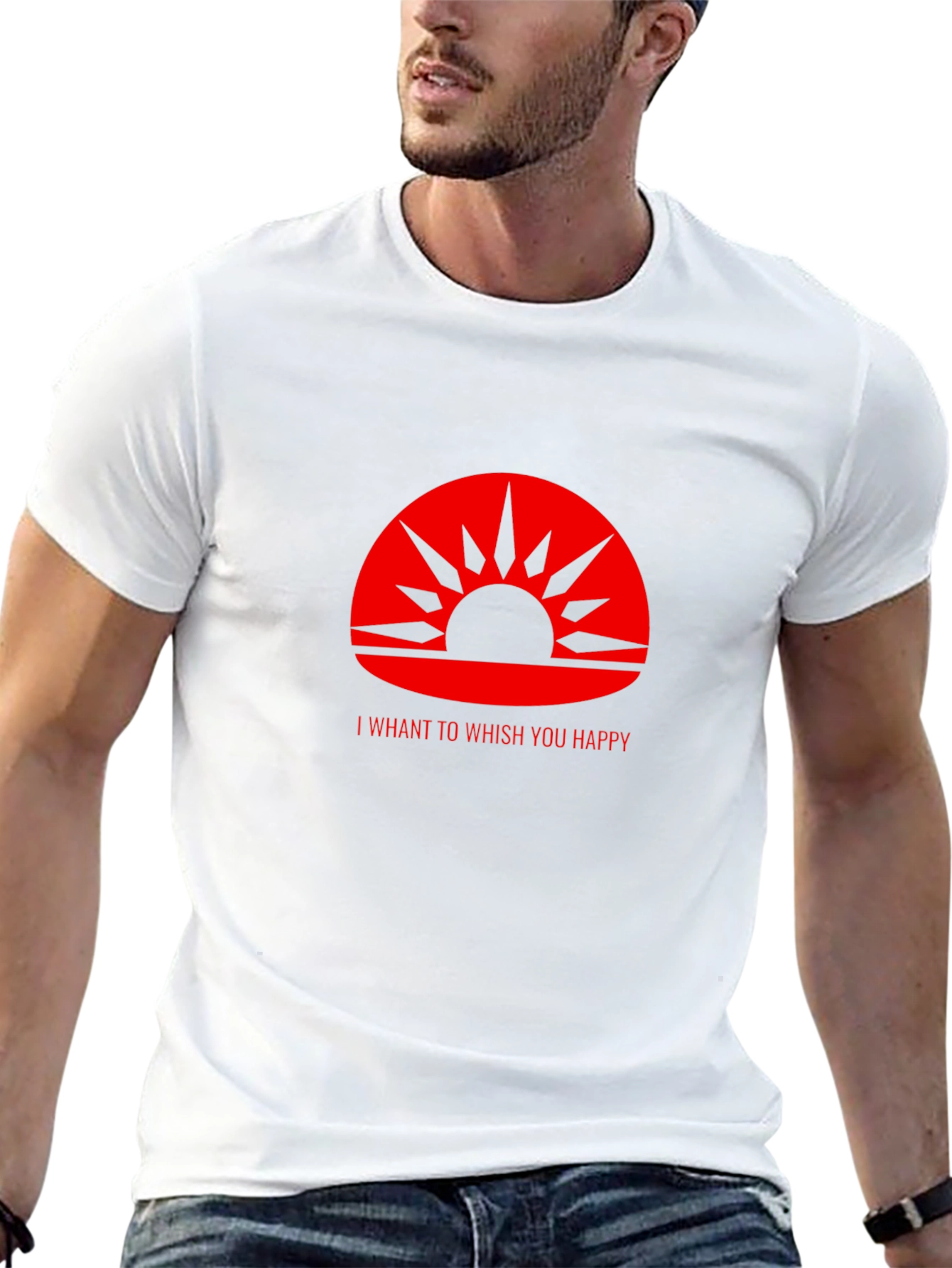 Red Sunrise Graphic Print Black T-Shirt