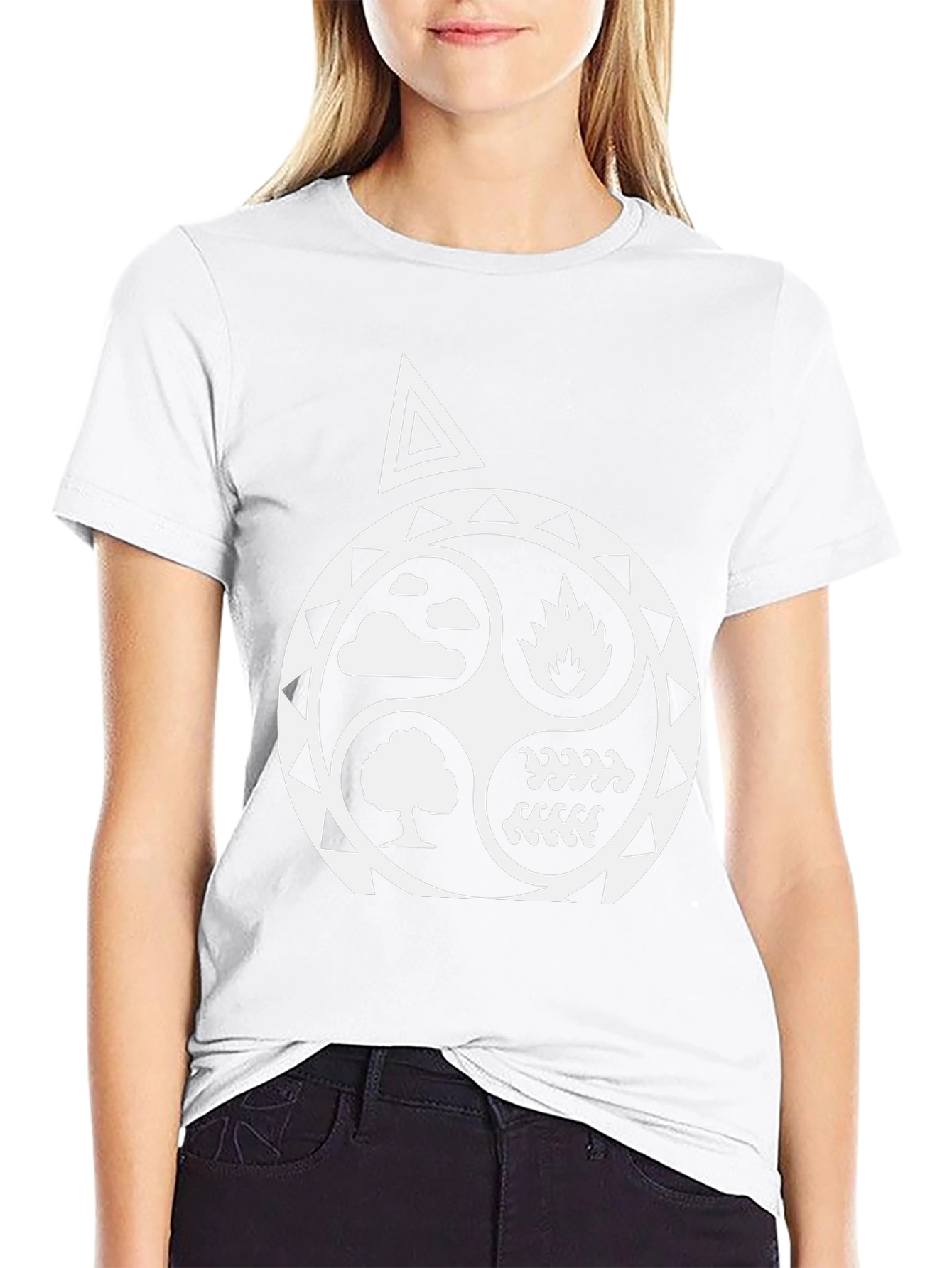 Elemental Black T-Shirt - Earth Air Fire Water Design