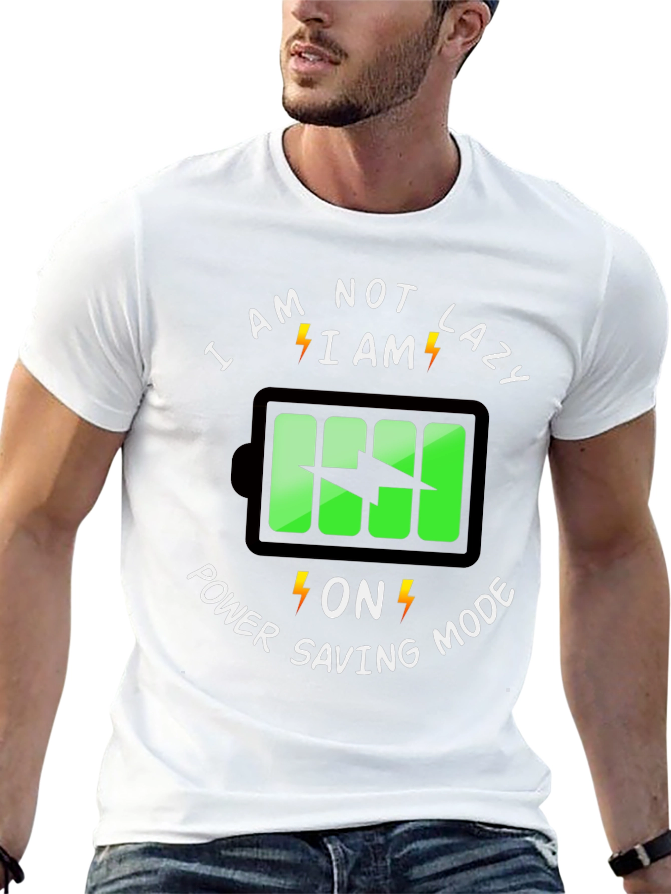 Power Saving Mode Graphic Tee - Funny Lazy T-Shirt