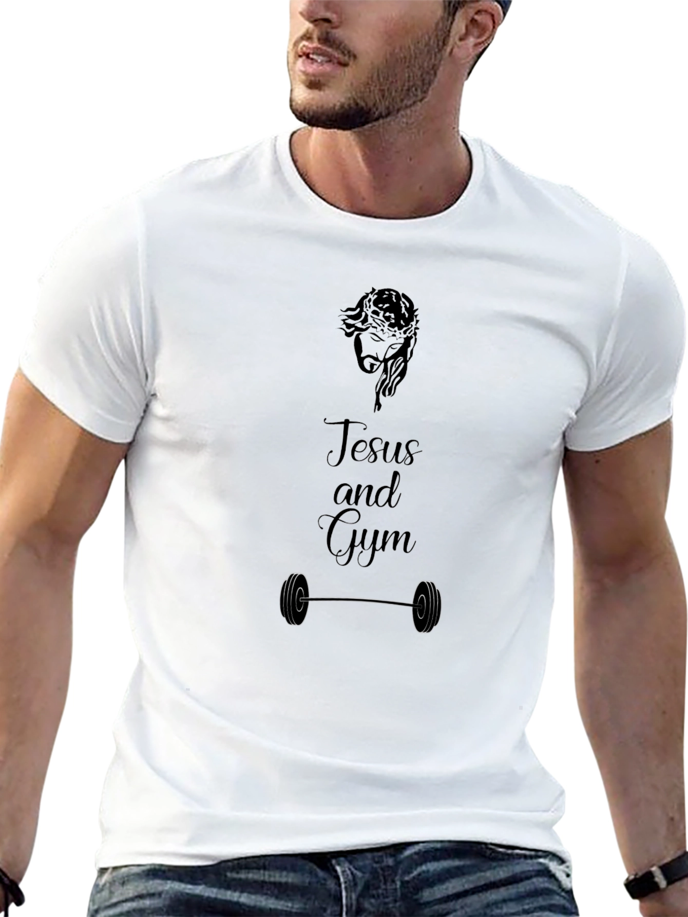 Jesus and Gym Black T-Shirt