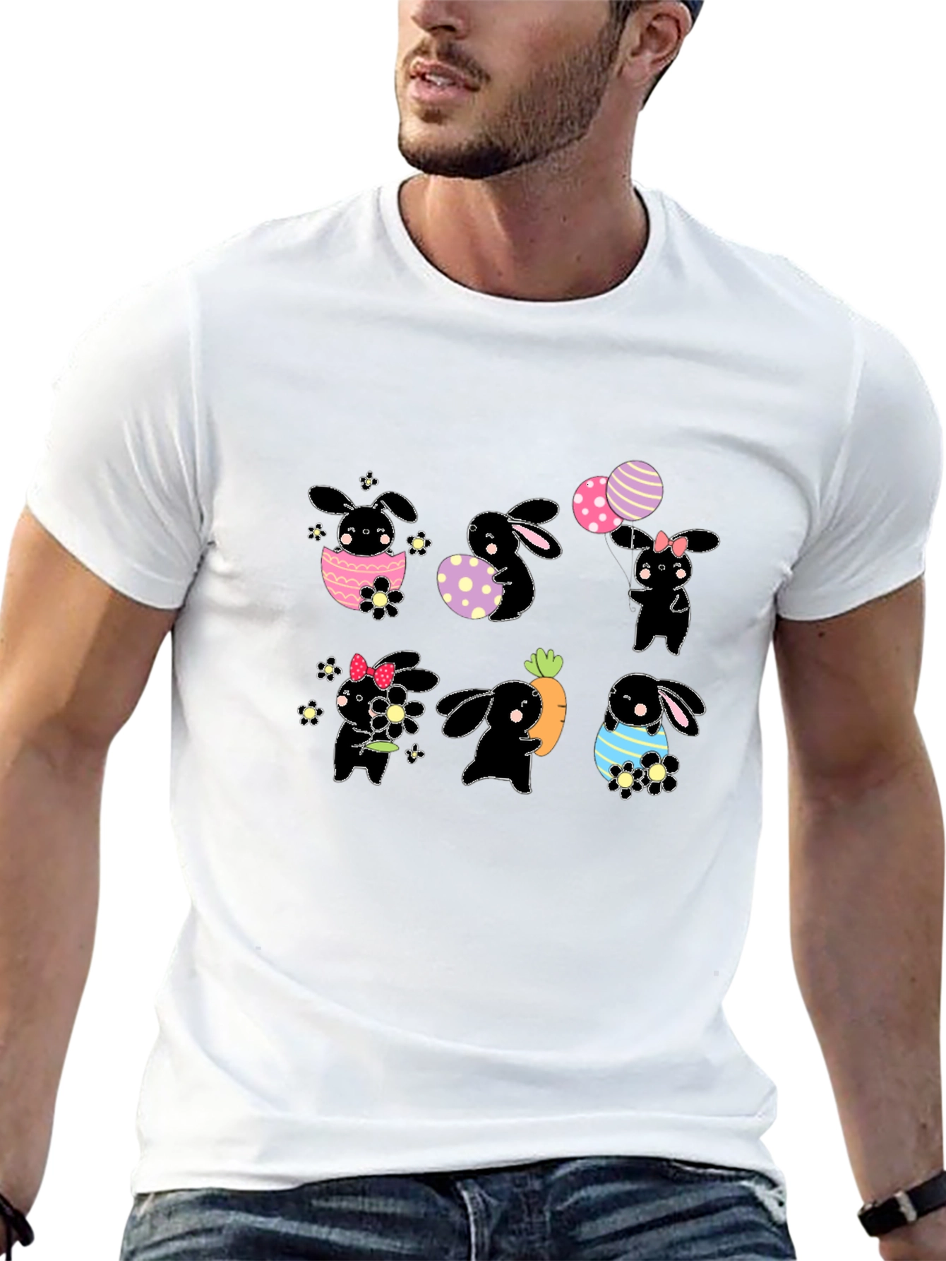 Easter Bunny T-Shirt - Cute Black Rabbit Design