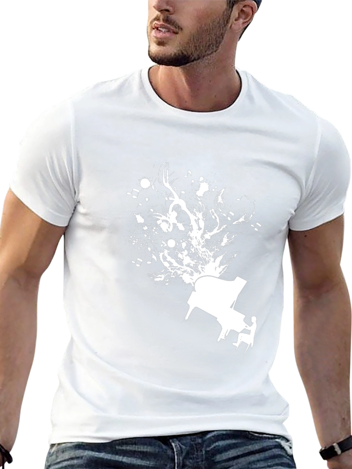 Piano Music Graphic Tee - Stylish Black Cotton Shirt