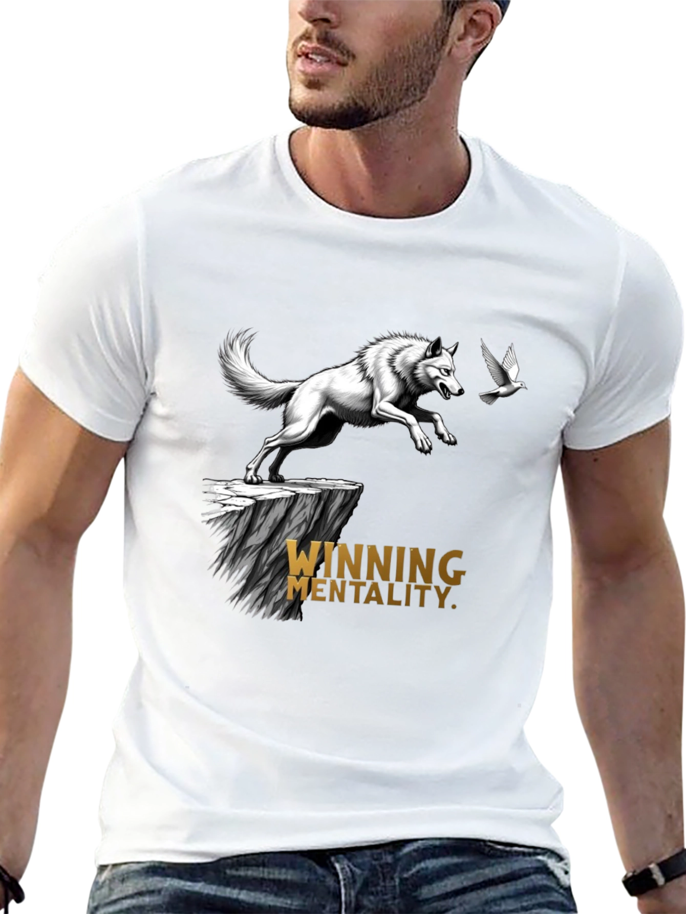 Winning Mentality Wolf Graphic T-Shirt