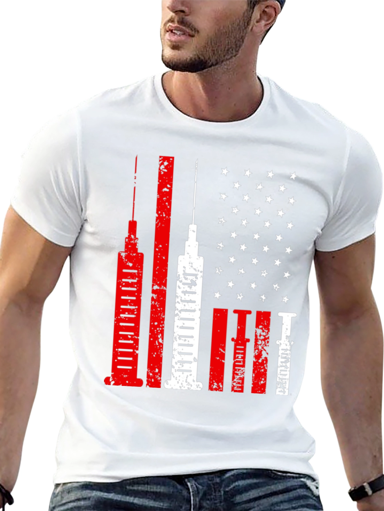 Vaccine American Flag Novelty T-Shirt