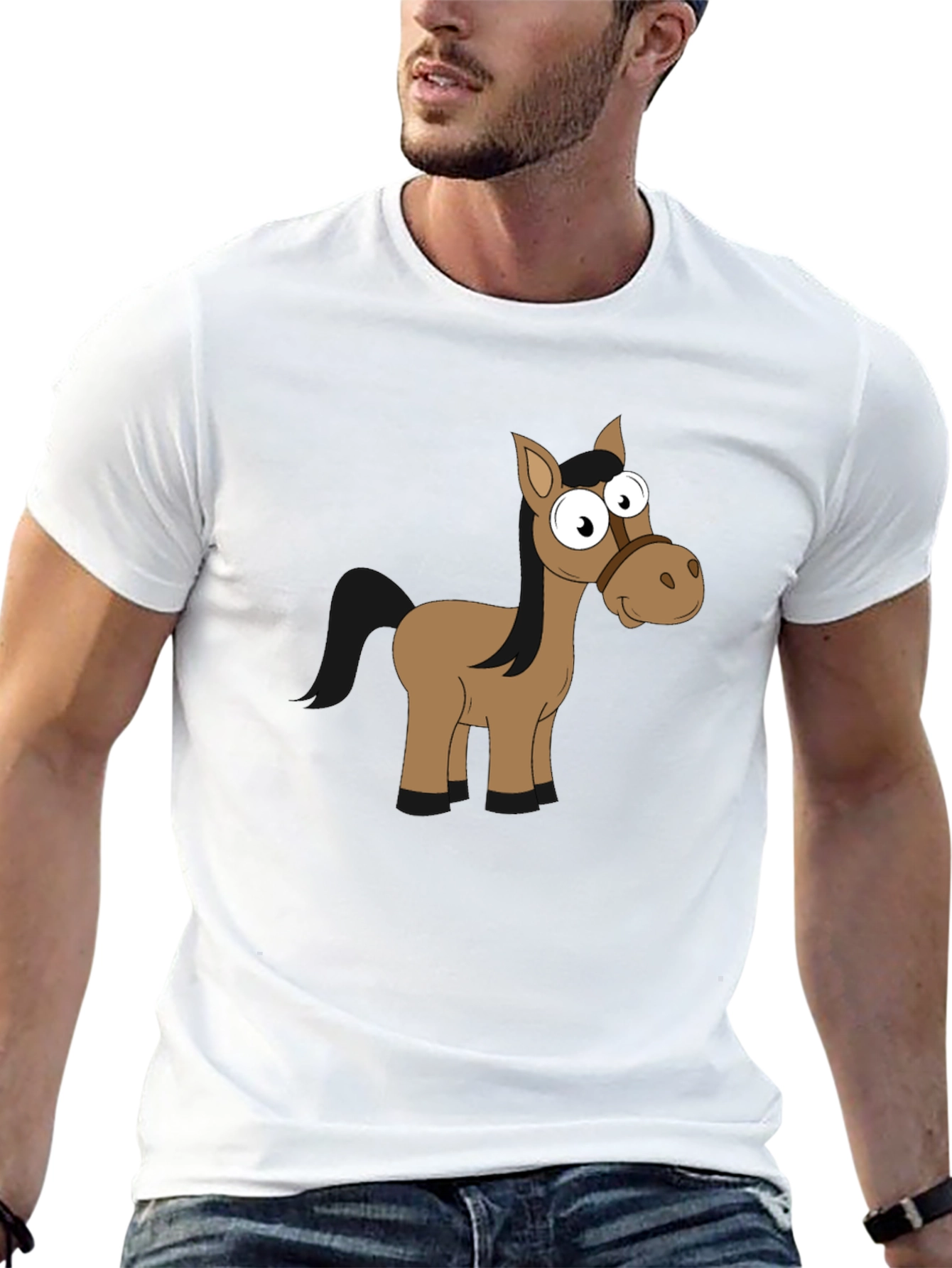 Funny Horse Graphic Black T-Shirt