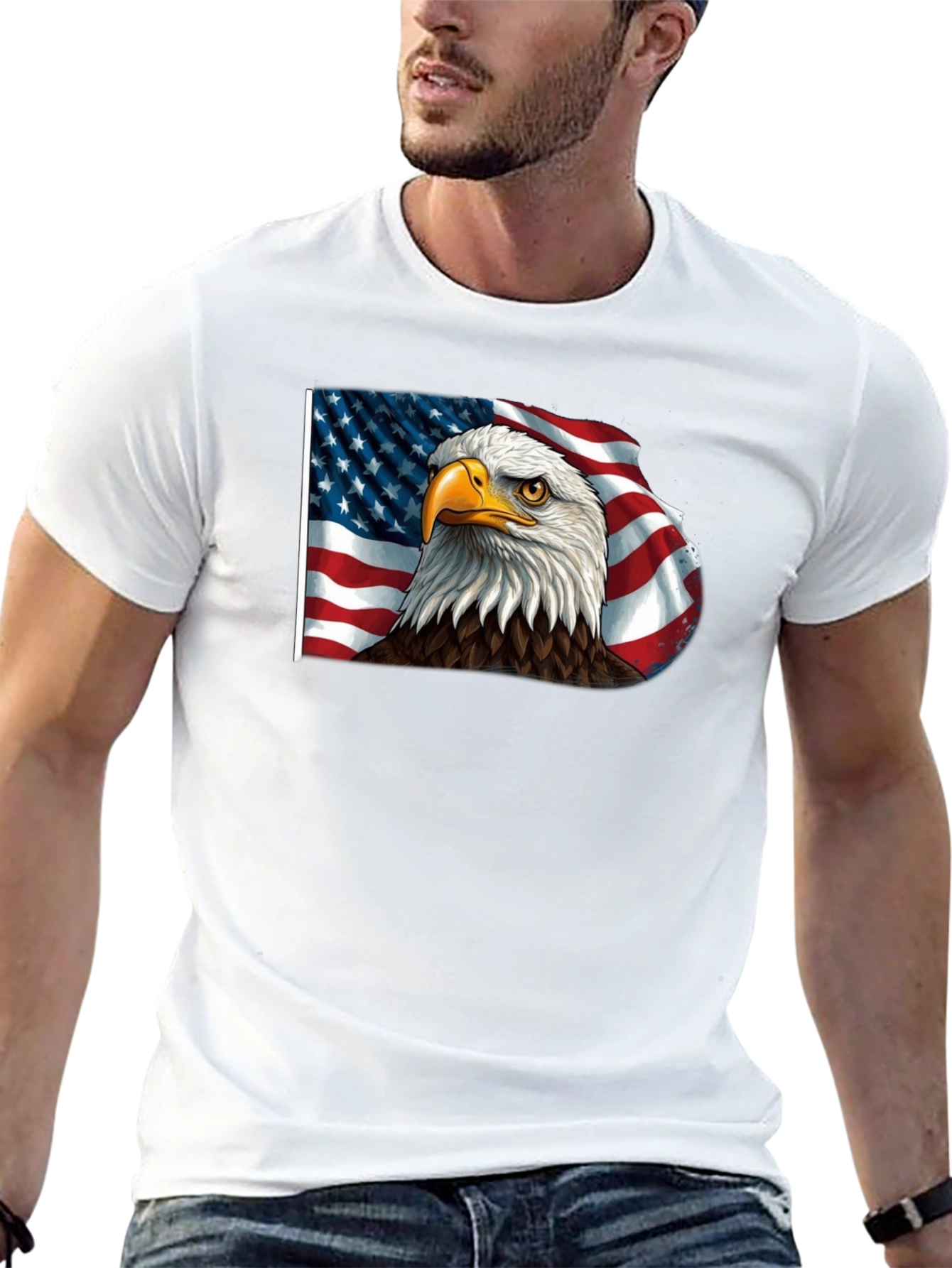 American Eagle Flag Graphic Tee - Patriotic Style