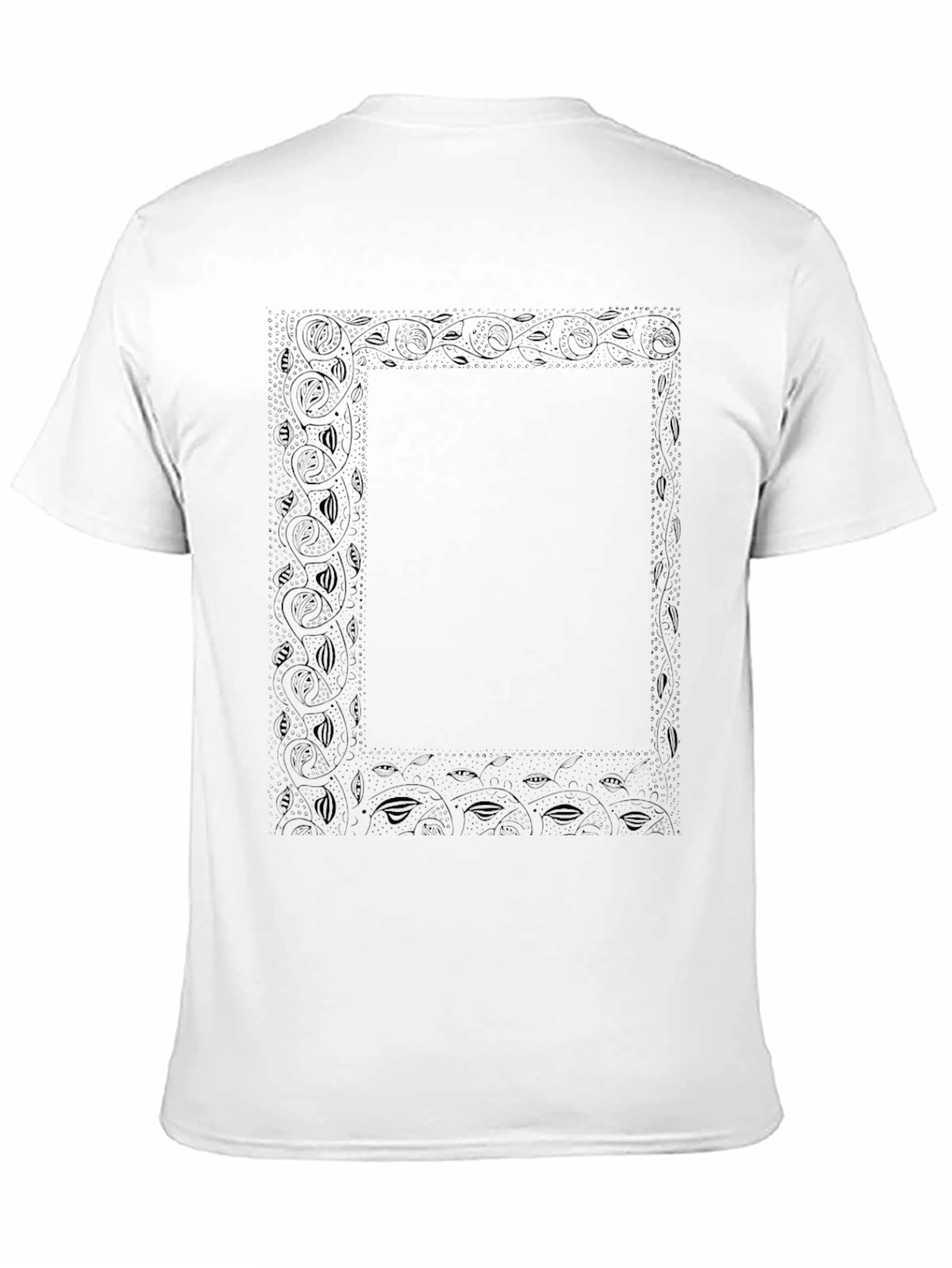 Black Floral Bordered Graphic T-Shirt